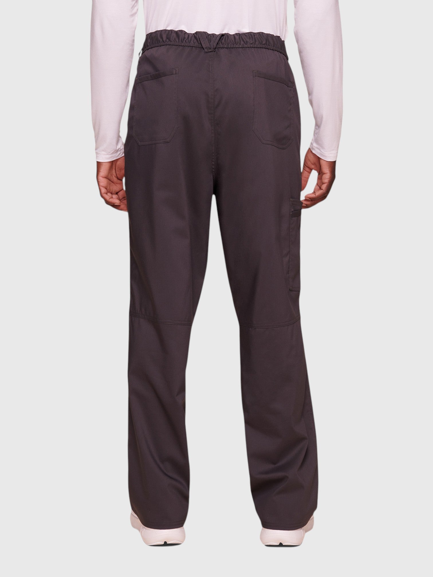 V-Neck Top | Mid Rise Tapered Pant 10 Pocket Men's Scrub Set#Color_Pewter
