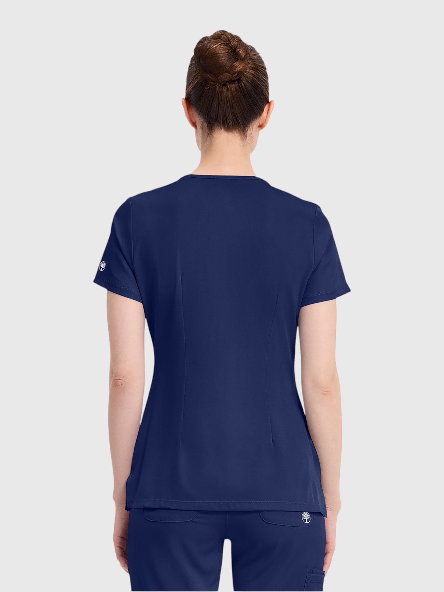 V-Neck Top | Cargo Pant 10 Pocket Women's Scrub Set#Color_Navy
