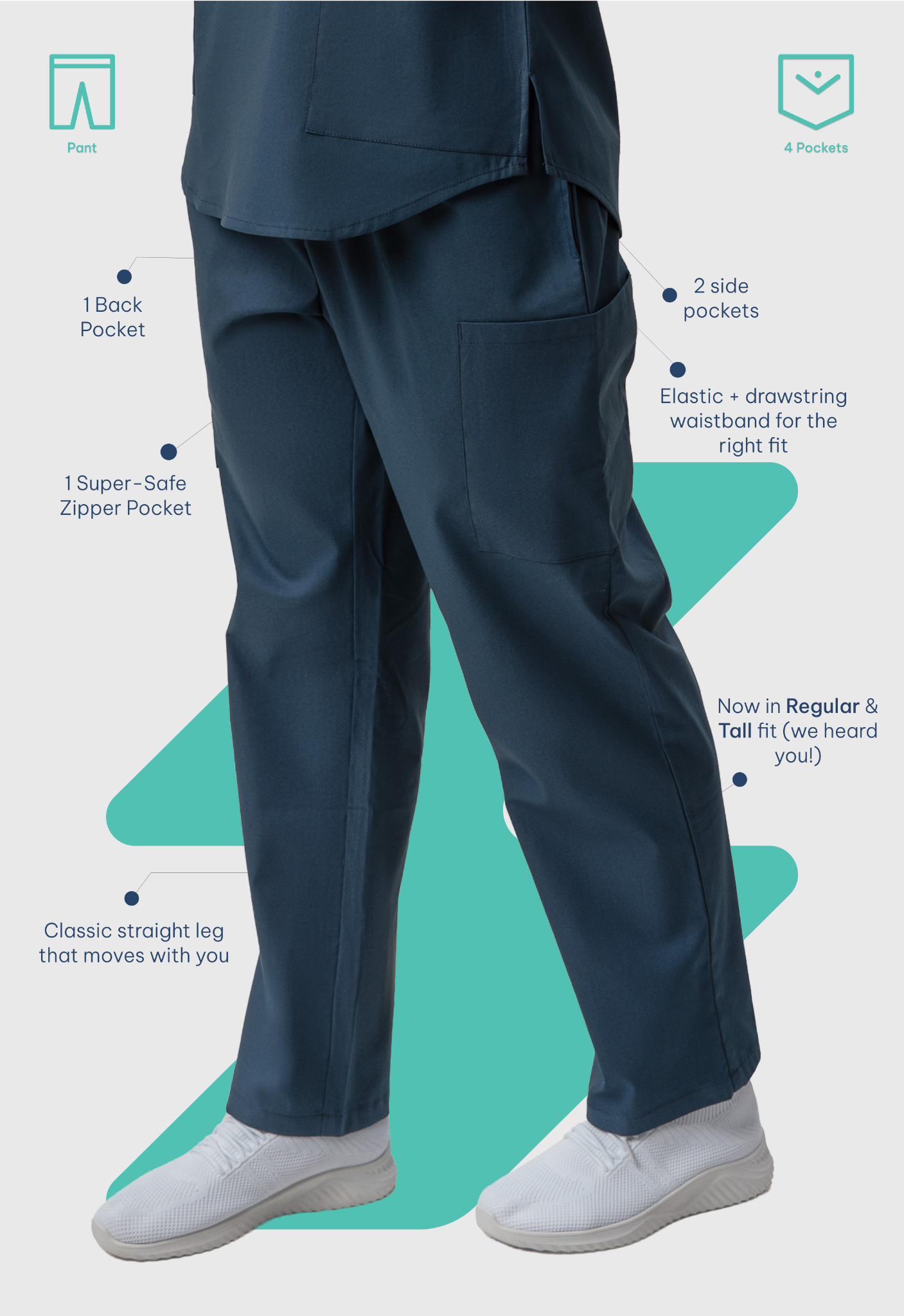 Straight 4 Pockets Women's Cotton Scrub Pant#Color_Air Blue