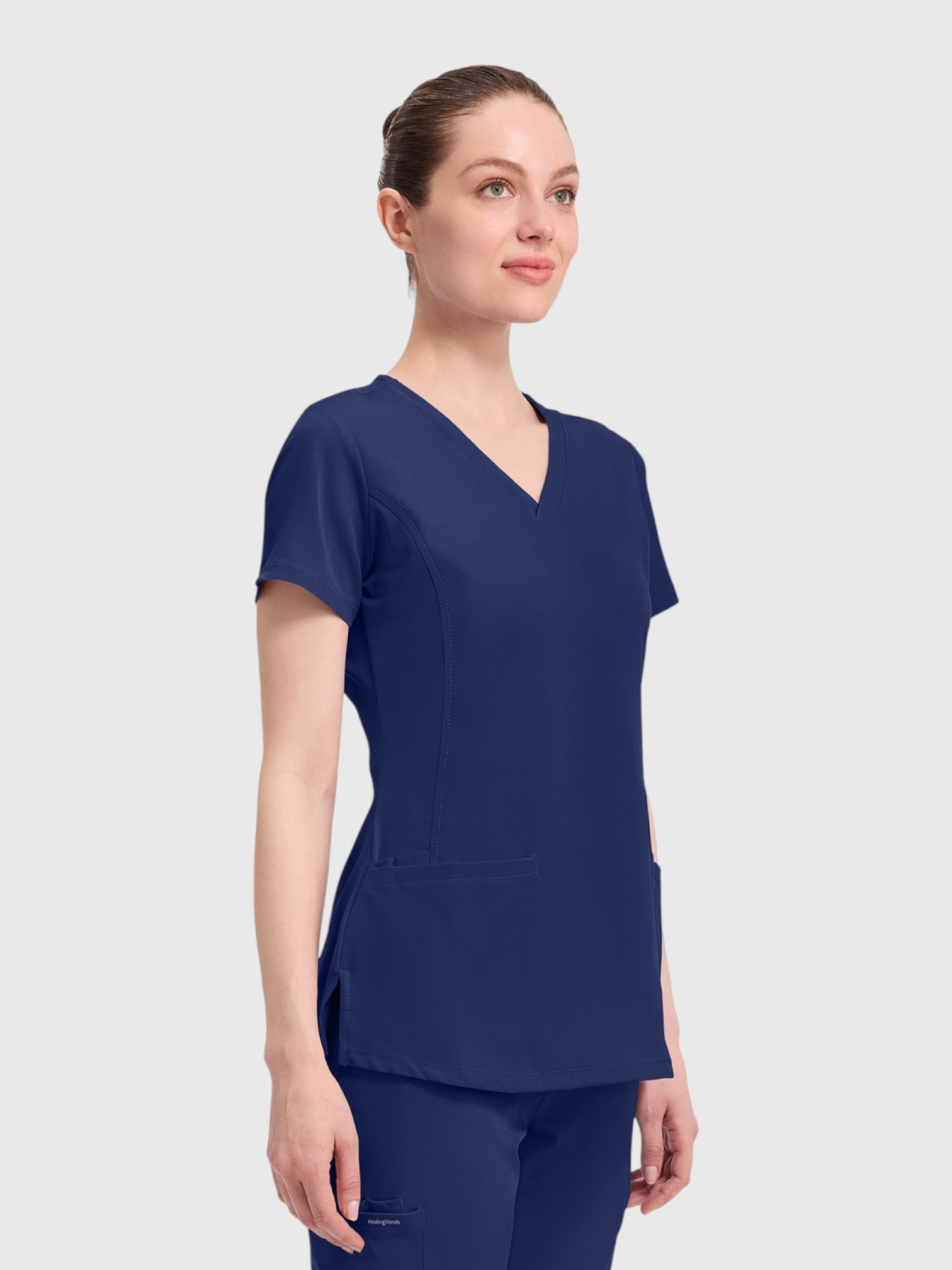 Modern V Neck 4 Pocket Women’s Scrub Top#Color_Navy
