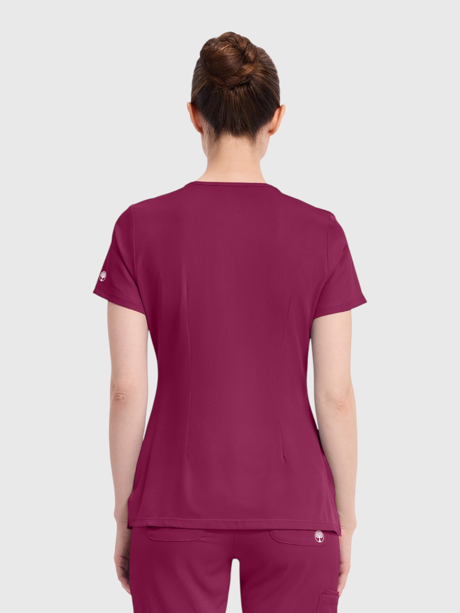 Modern V Neck 4 Pocket Women’s Scrub Top#Color_Wine