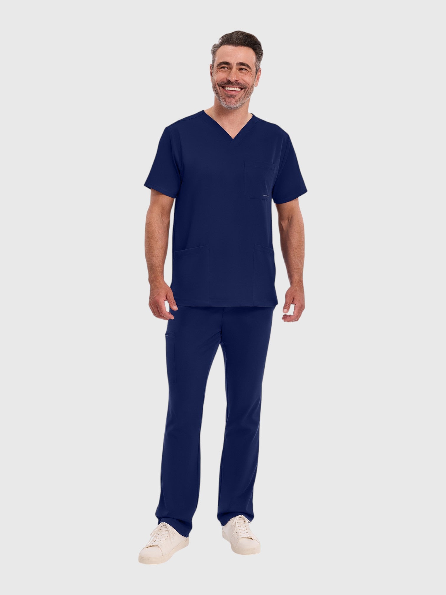 Modern V Neck 4 Pocket Men’s Scrub Top#Color_Navy Blue