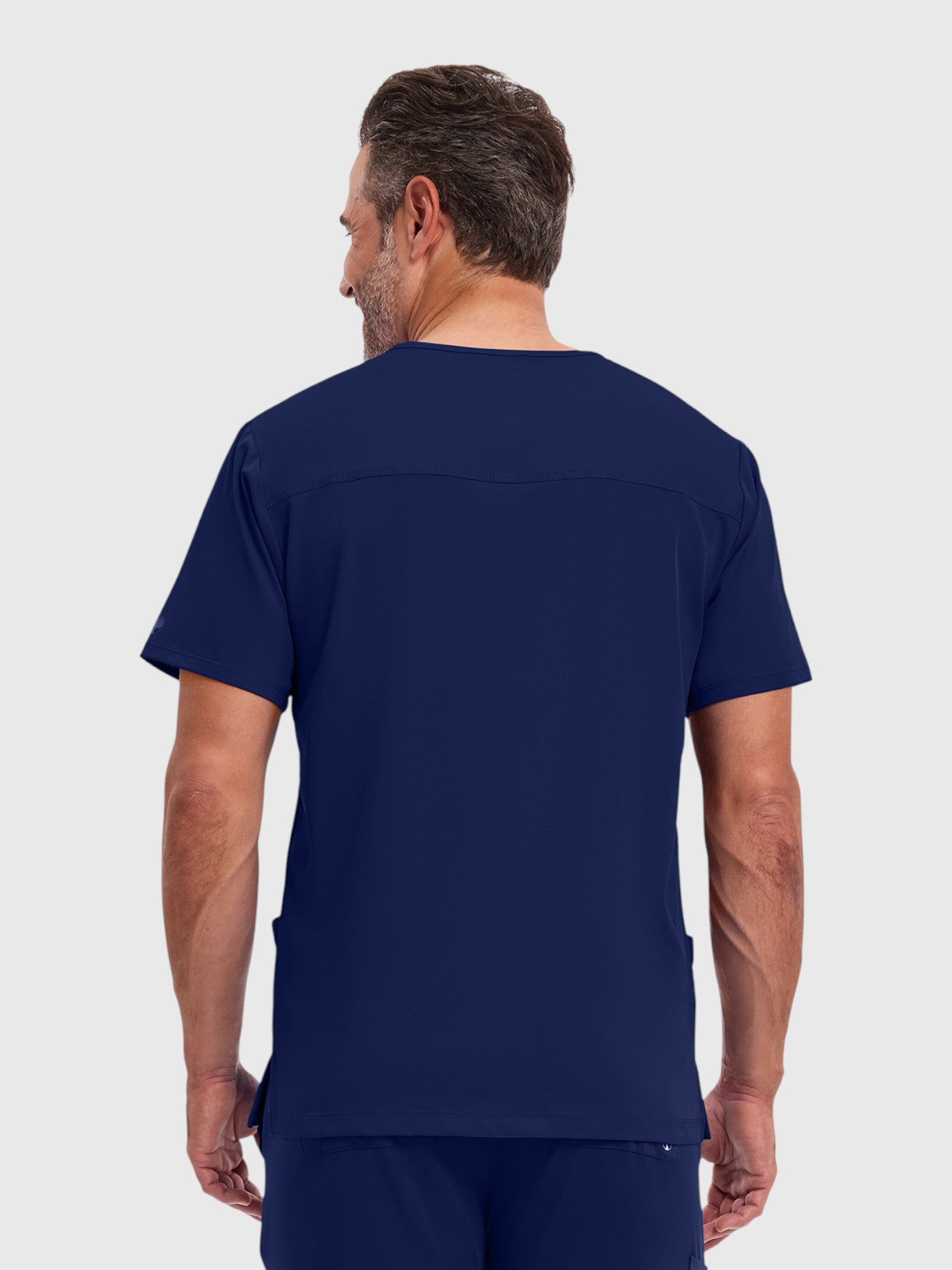 Modern V Neck 4 Pocket Men’s Scrub Top#Color_Navy Blue