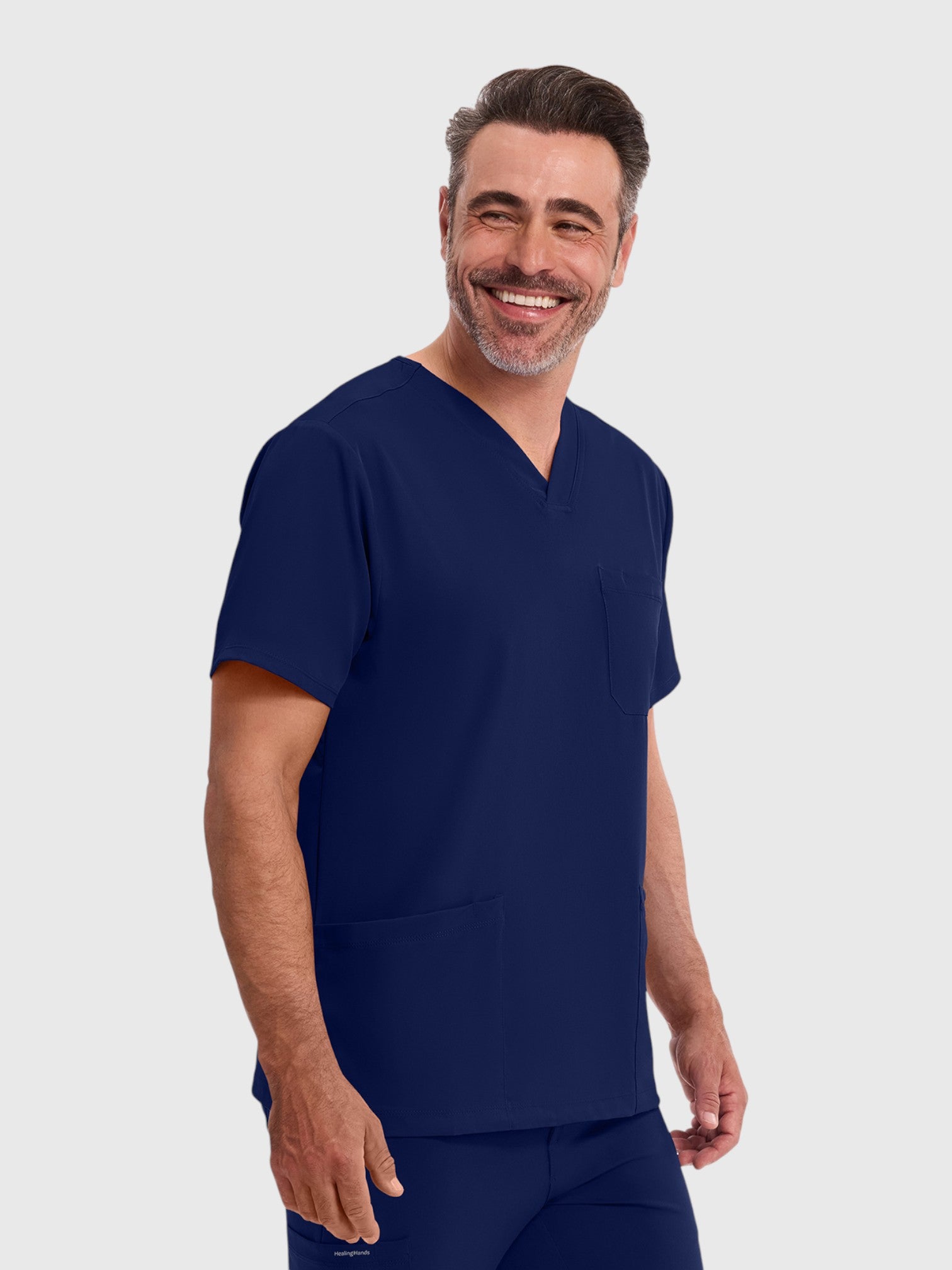 Modern V Neck 4 Pocket Men’s Scrub Top#Color_Navy Blue