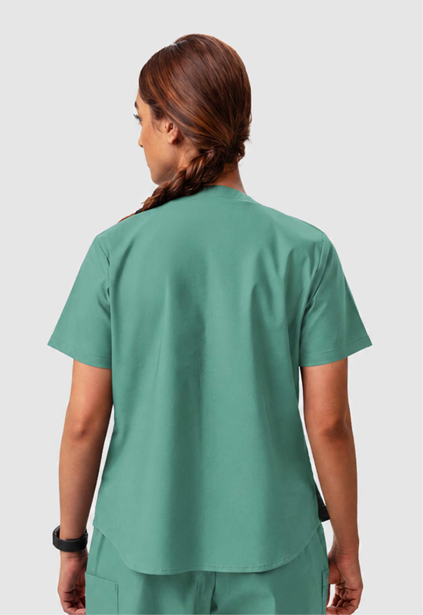 Modern V-Neck 2 Pocket Women's Cotton Scrub Top#Color_Ocean Teal