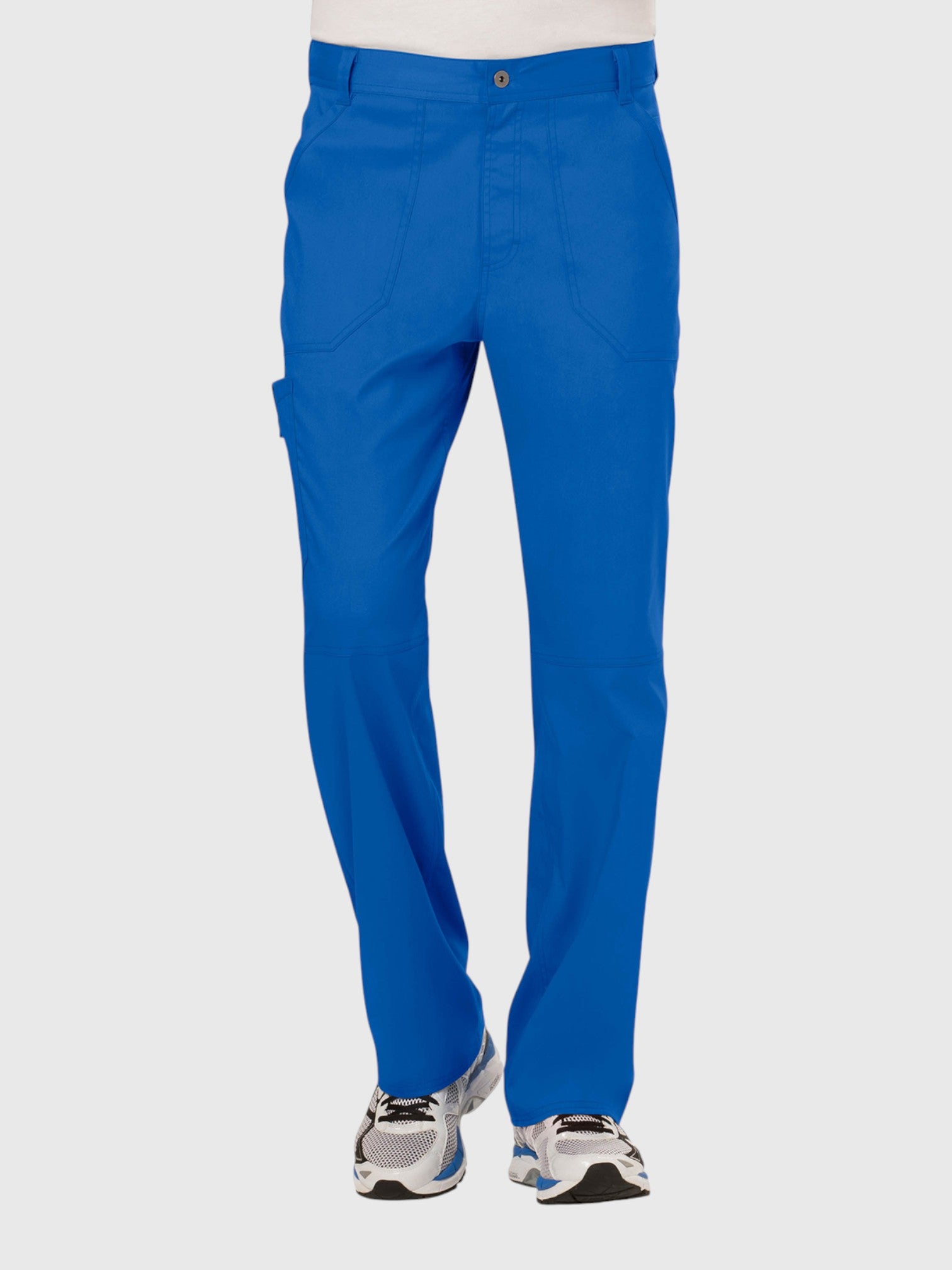 V-Neck Top | Mid Rise Tapered Pant 10 Pocket Men's Scrub Set#Color_Royal Blue