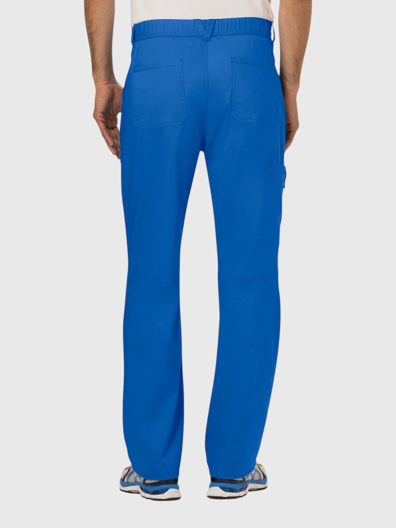 V-Neck Top | Mid Rise Tapered Pant 10 Pocket Men's Scrub Set#Color_Royal Blue