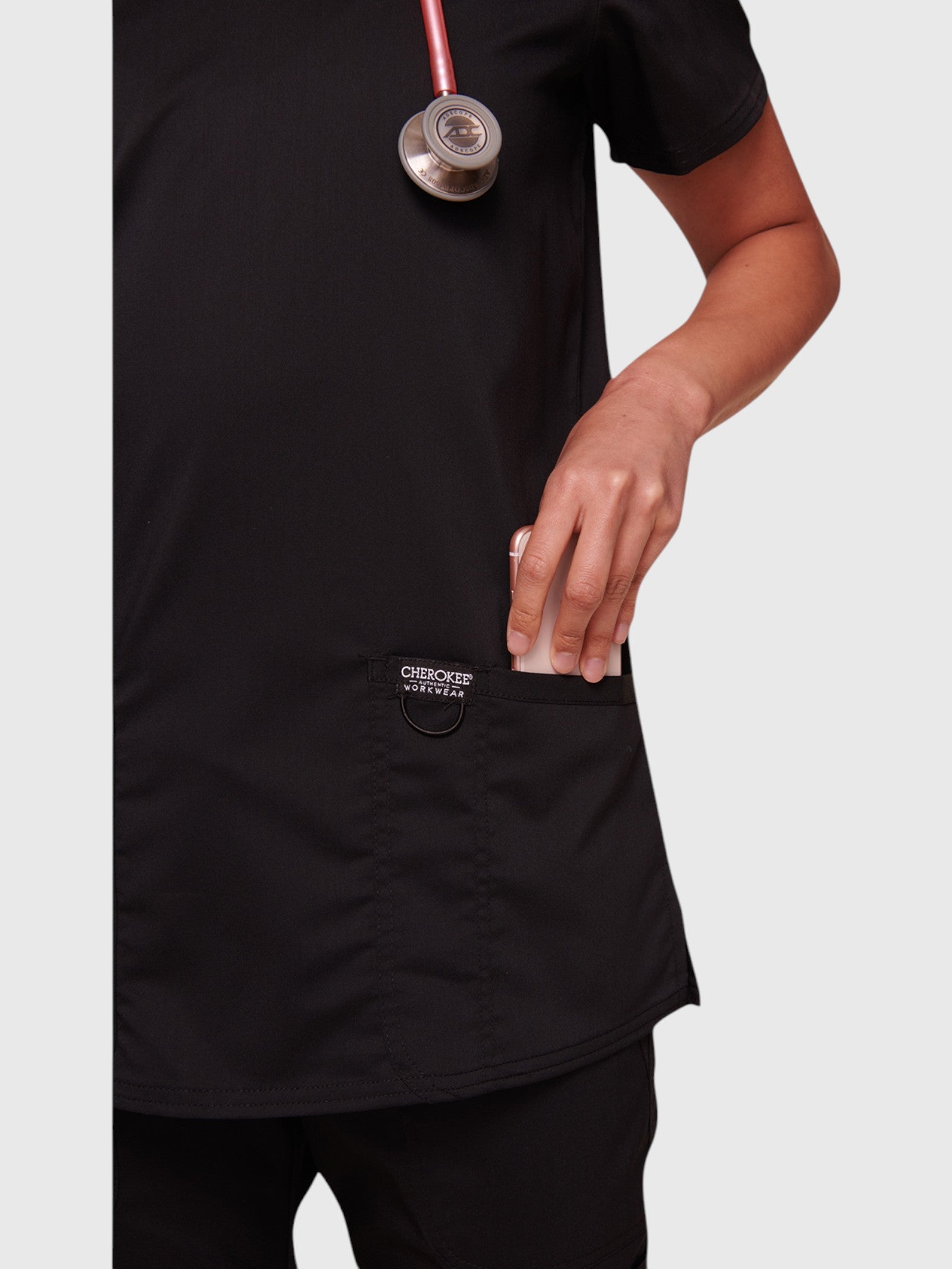 Modern V Neck 3 Pocket Women’s Scrub Top#Color_Black