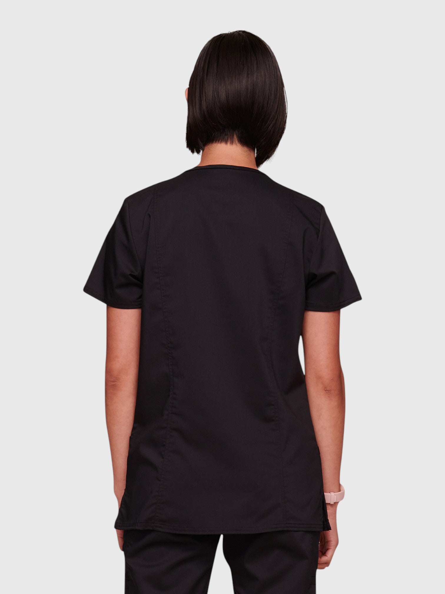 Modern V Neck 3 Pocket Women’s Scrub Top#Color_Black