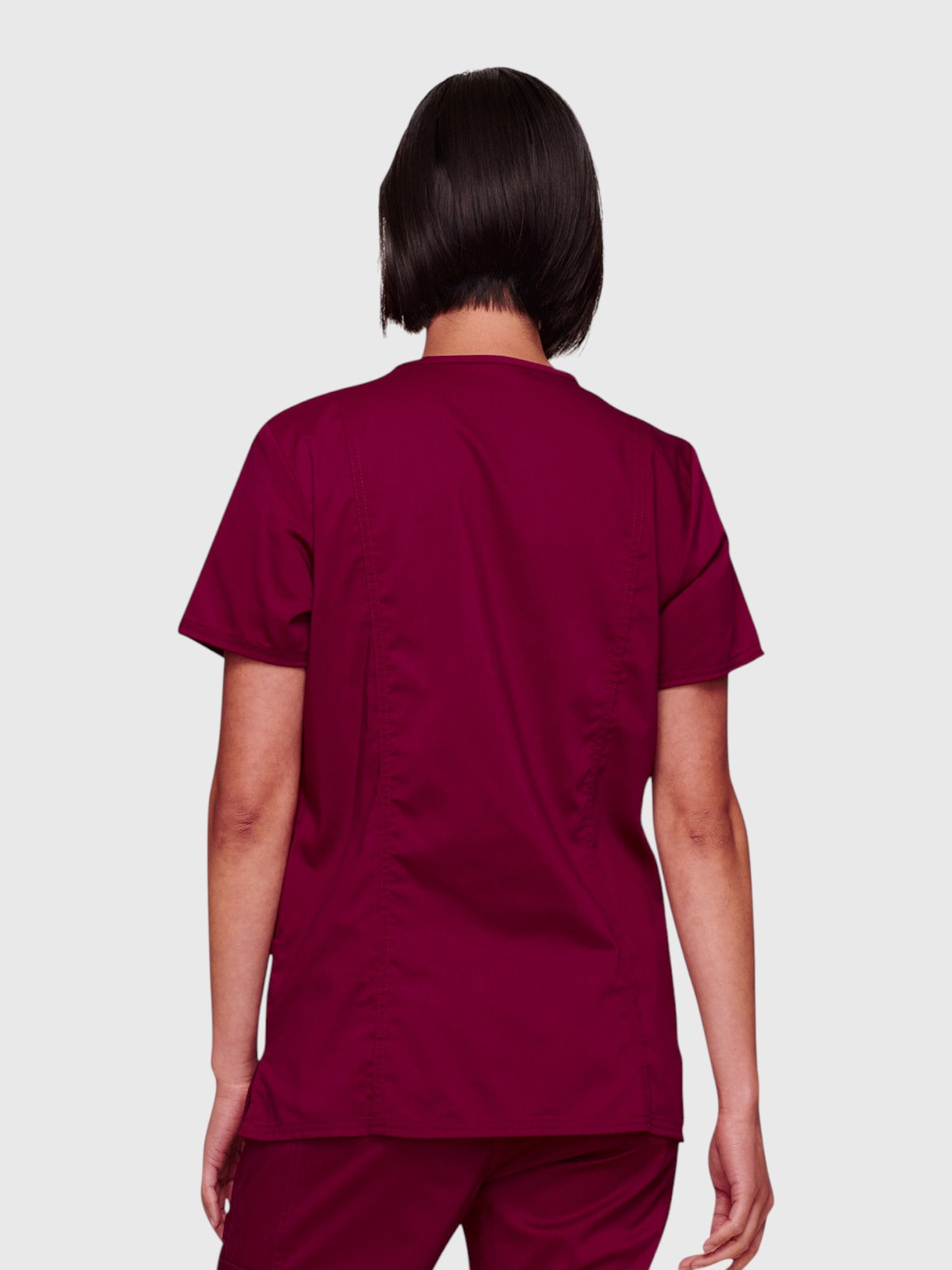 Modern V Neck 3 Pocket Women’s Scrub Top#Color_Wine