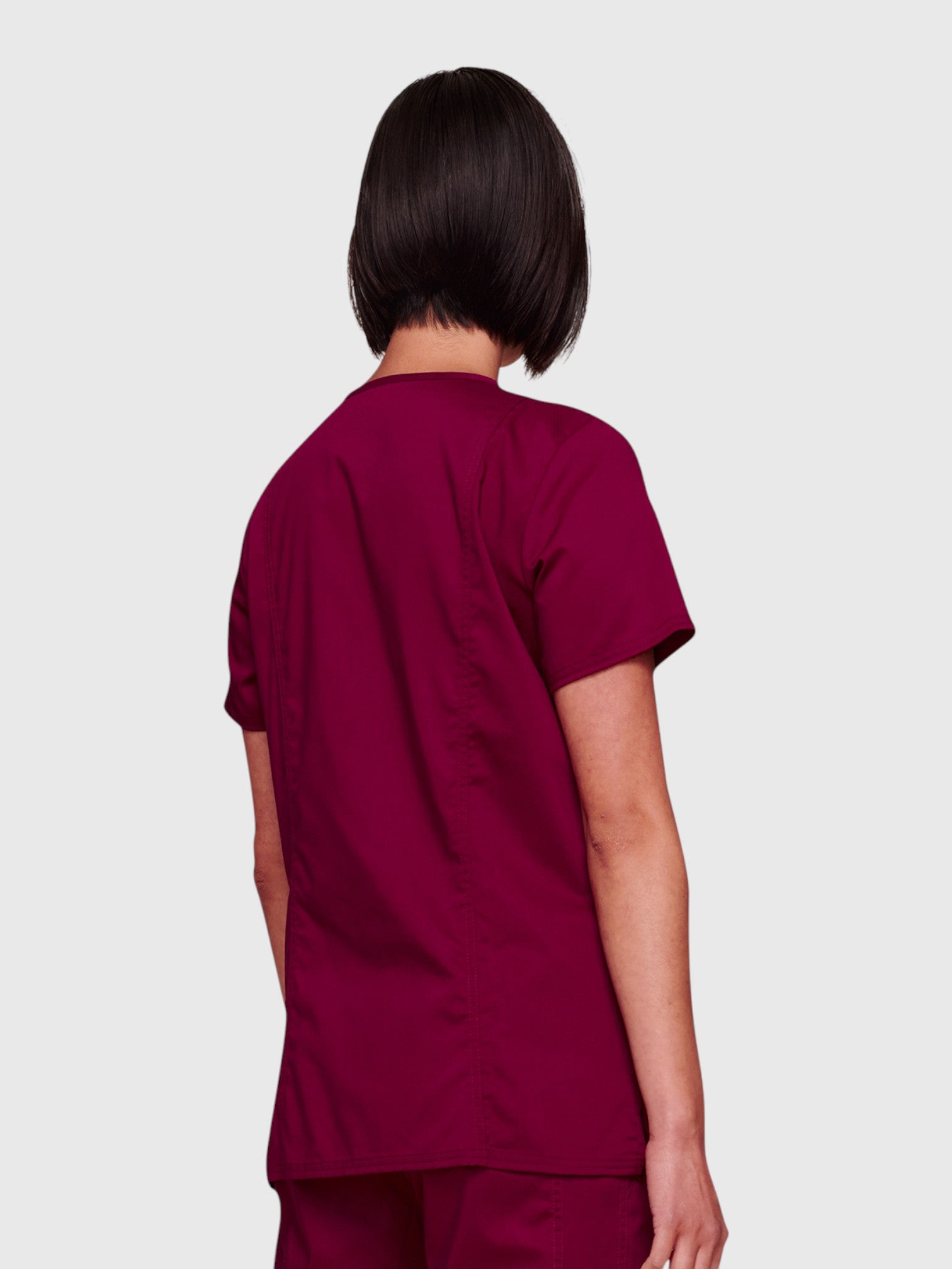 Modern V Neck 3 Pocket Women’s Scrub Top#Color_Wine