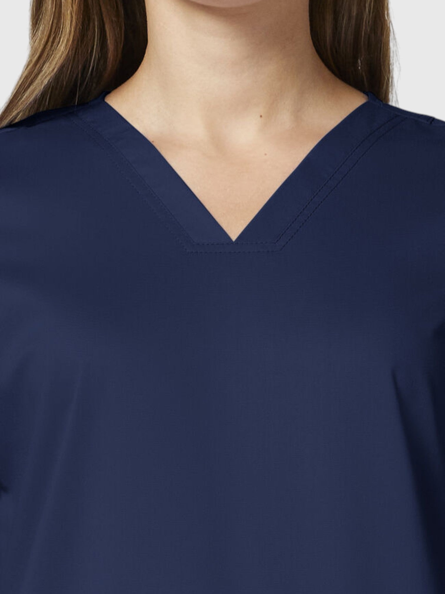 V-Neck Top | Tapered Leg Drawsting Pant 8 Pocket Women's Scrub Set#Color_Navy Blue