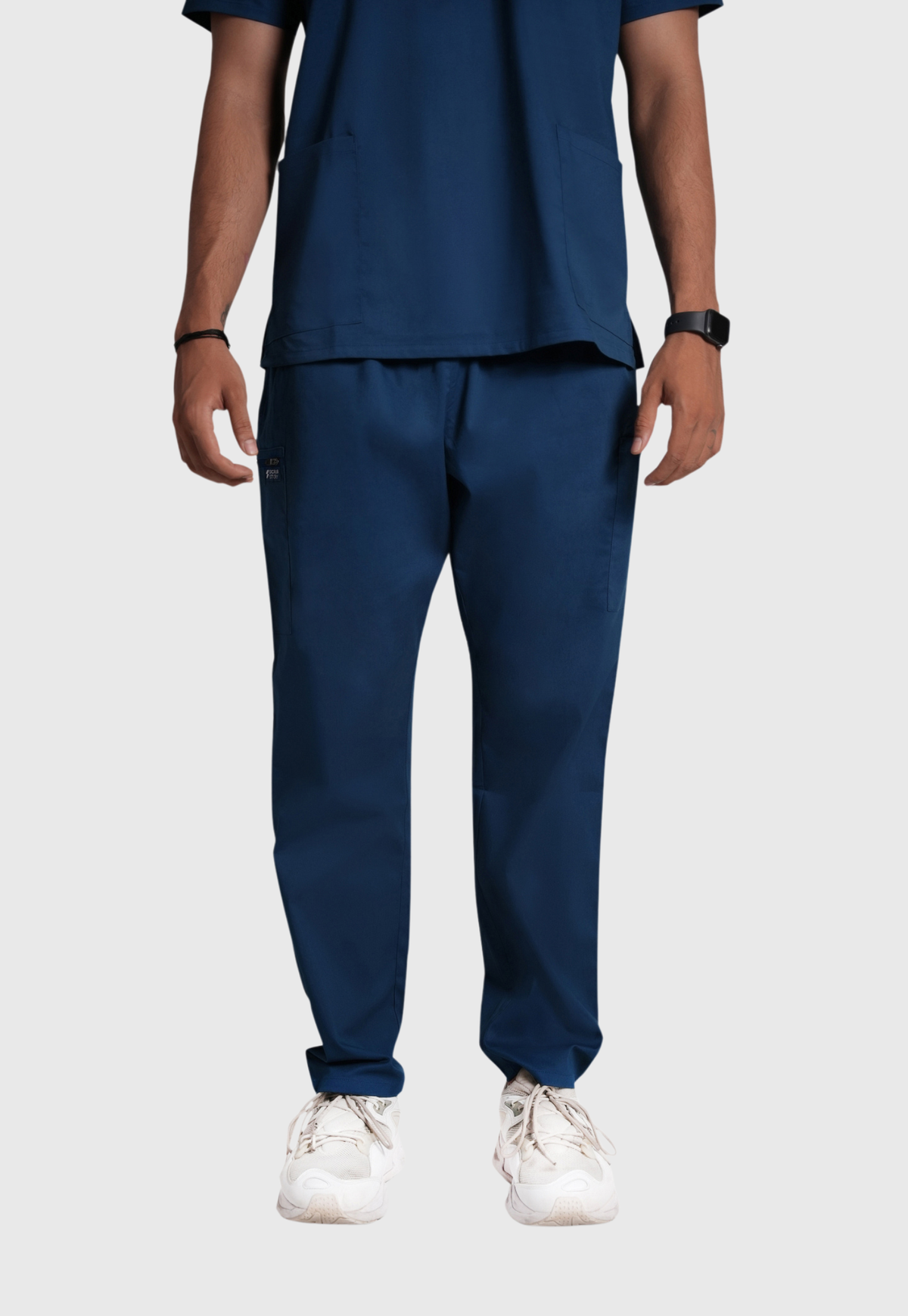 Scrub Set - Men's Cotton V Neck Top | Straight Pant | 7 Pocket#Color_Air Blue