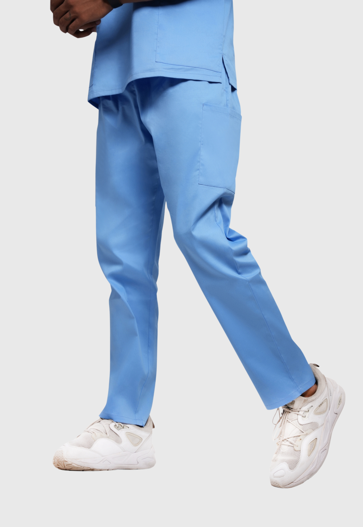 Scrub Set - Men's Cotton V Neck Top | Straight Pant | 7 Pocket#Color_Ceil Blue