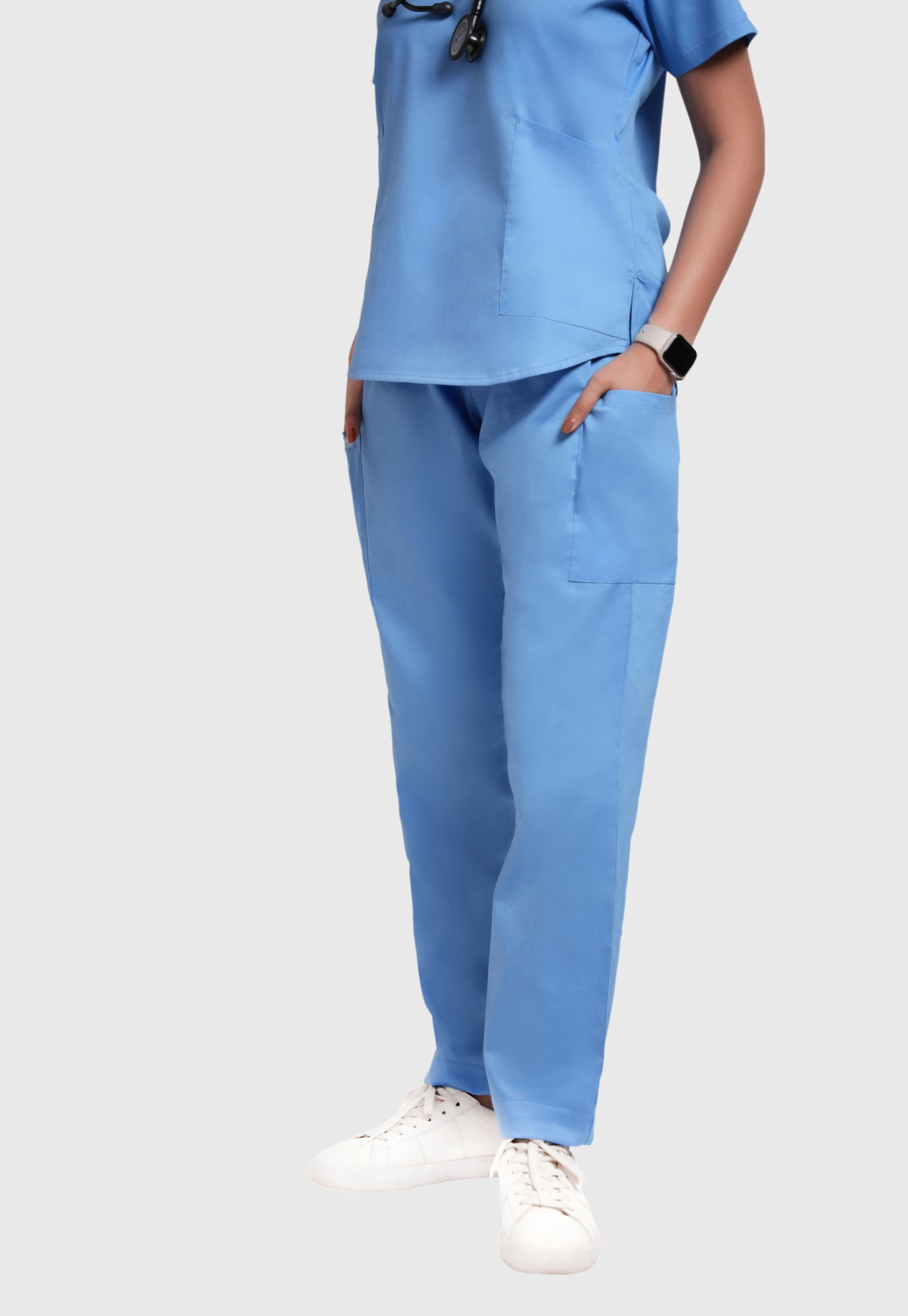 Scrub Pant - Women's Cotton 4 Pockets#color_Ceil Blue