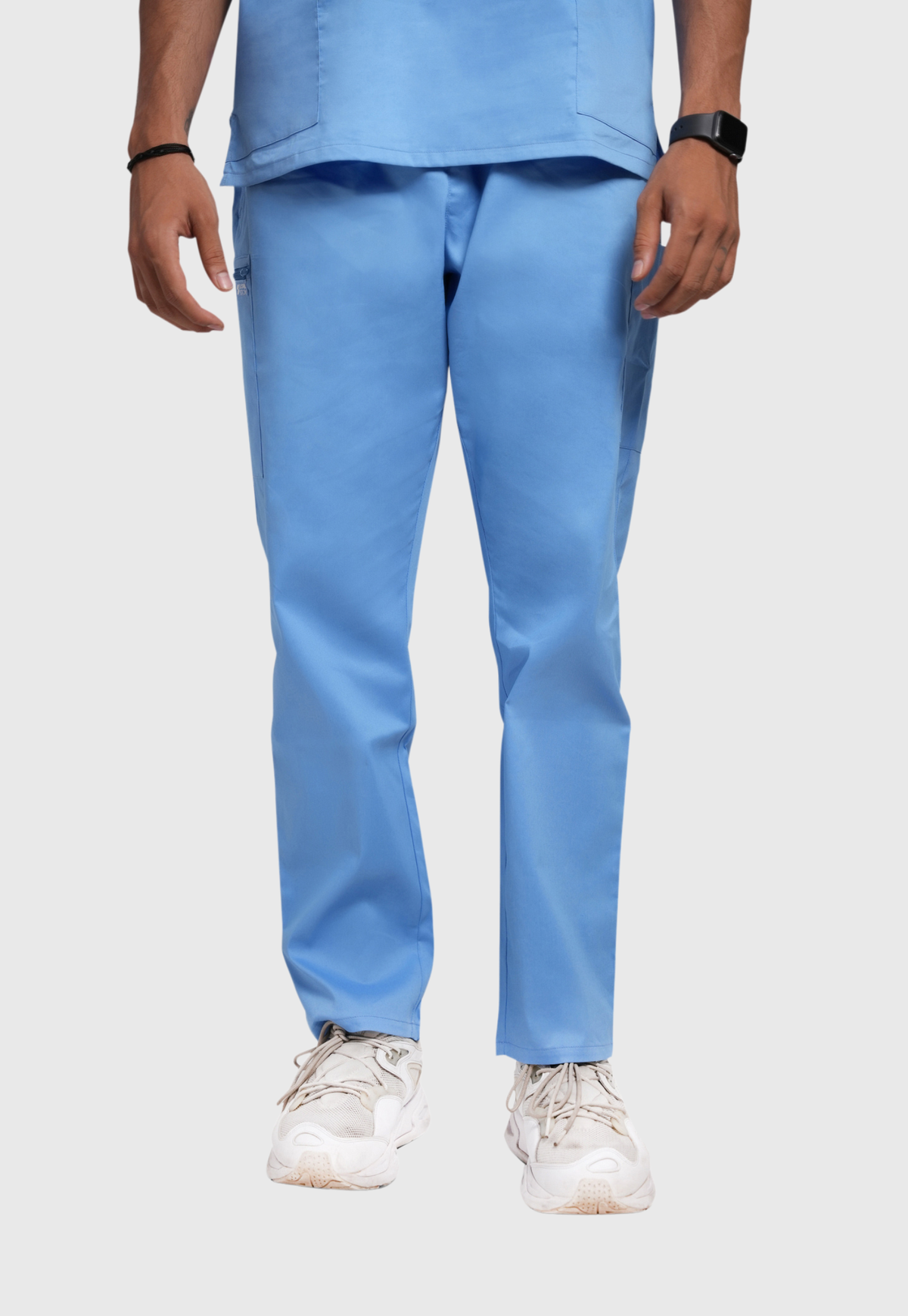Scrub Set - Men's Cotton V Neck Top | Straight Pant | 7 Pocket#Color_Ceil Blue