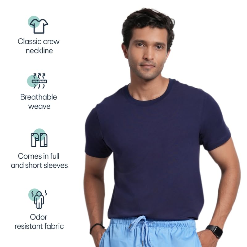 CloudFresh Men Half Sleeve Underscrub#Color_Navy Blue