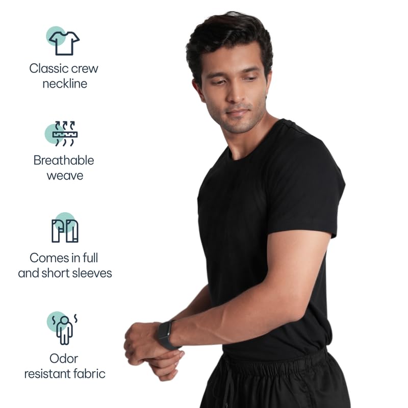 CloudFresh Men Half Sleeve Underscrub#Color_Black