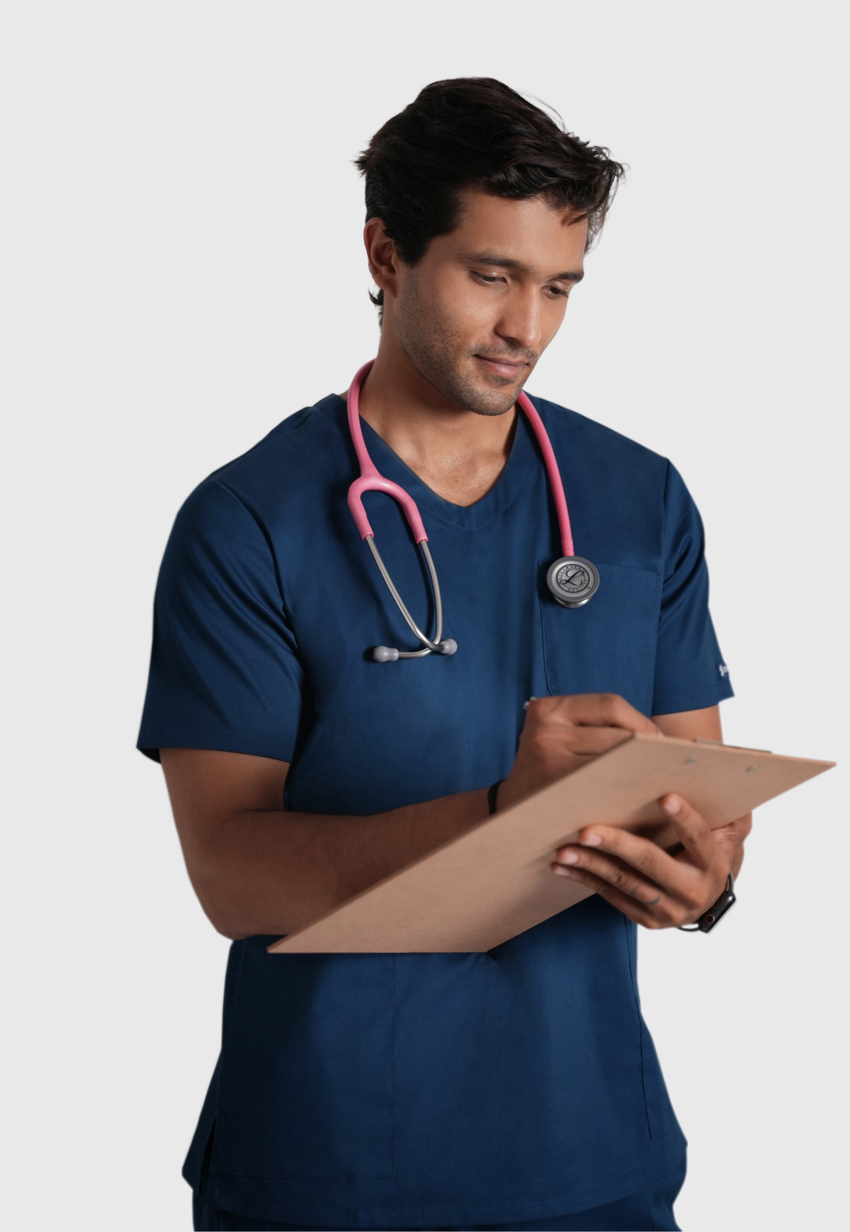 Scrub Set - Men's Cotton V Neck Top | Straight Pant | 7 Pocket#Color_Air Blue