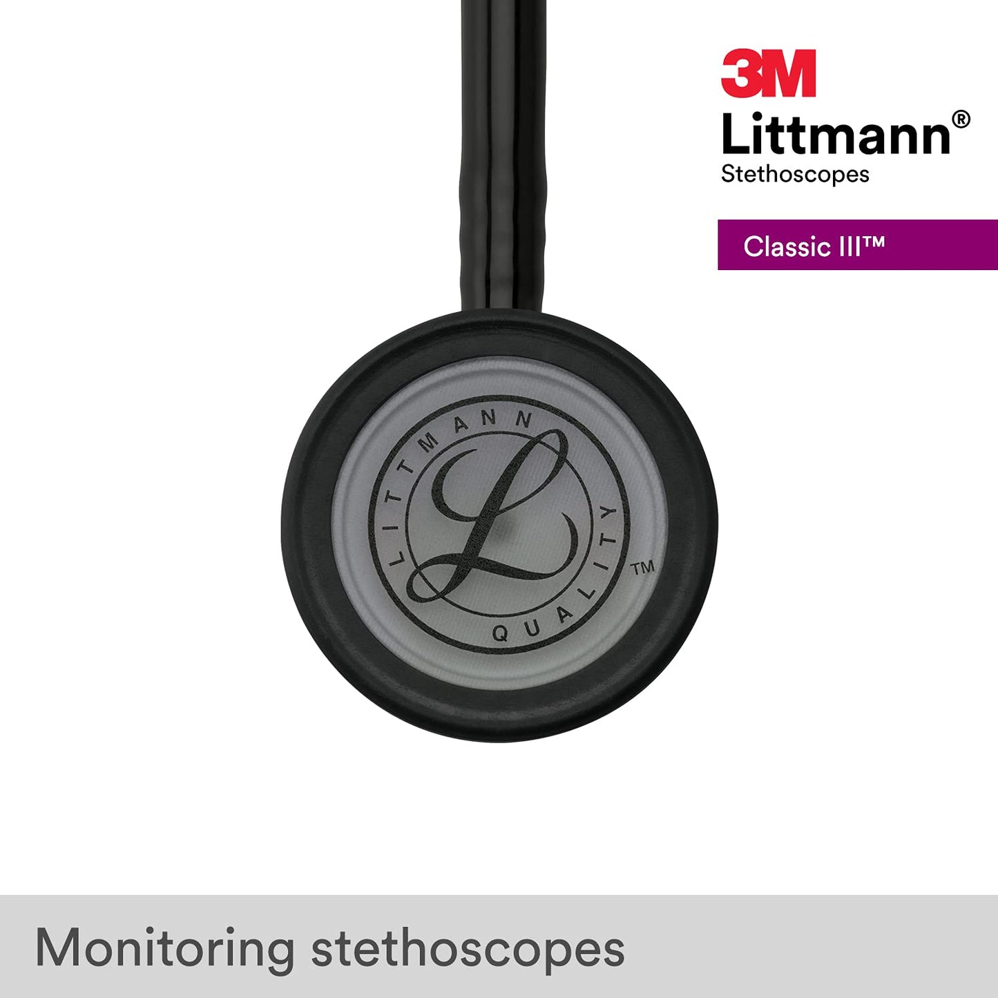 3M™ Littmann® Classic III™ Monitoring Stethoscope, Smoke-Finish, Black Tube, 27 in, 5811
