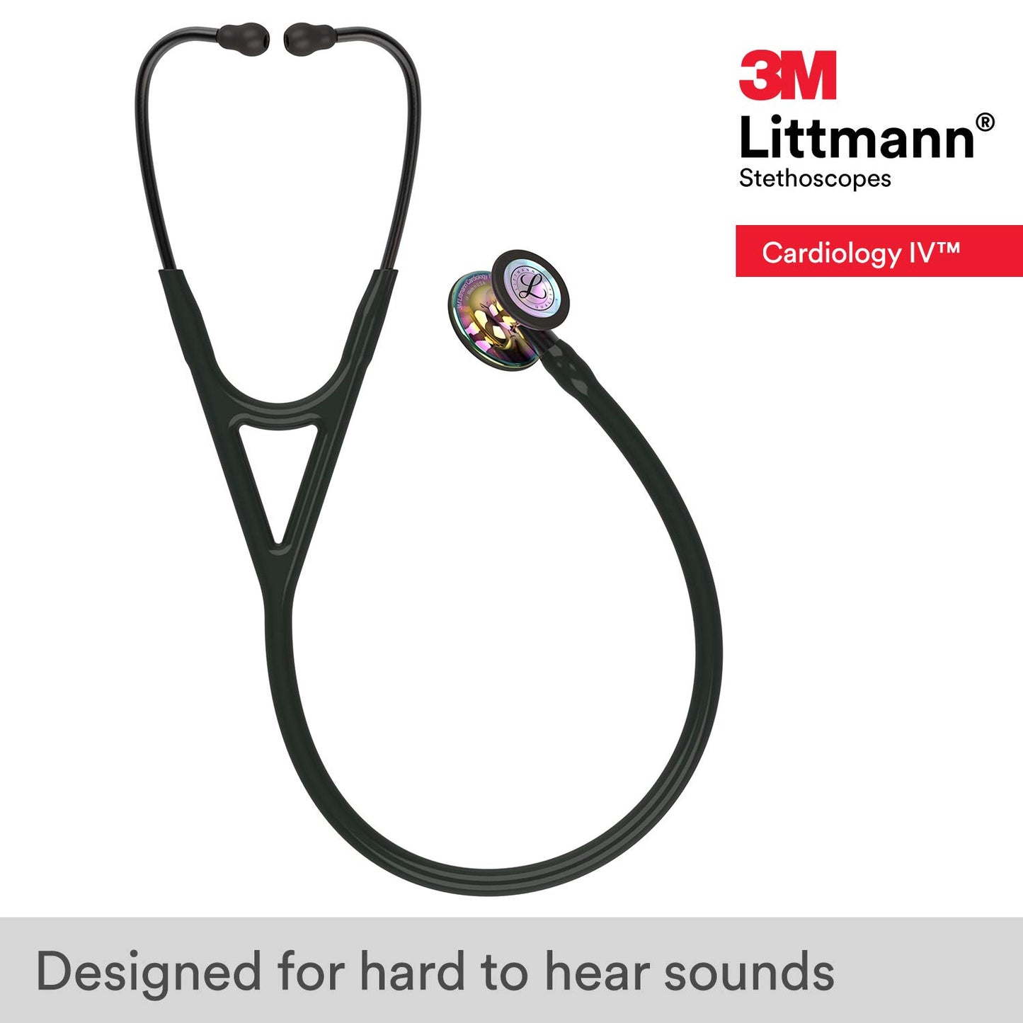 3M™ Littmann® Cardiology IV™ Diagnostic Stethoscope, High Polish Rainbow-Finish Chestpiece, Black Tube,  Smoke Stem and Smoke Headset, 27 inch, 6240