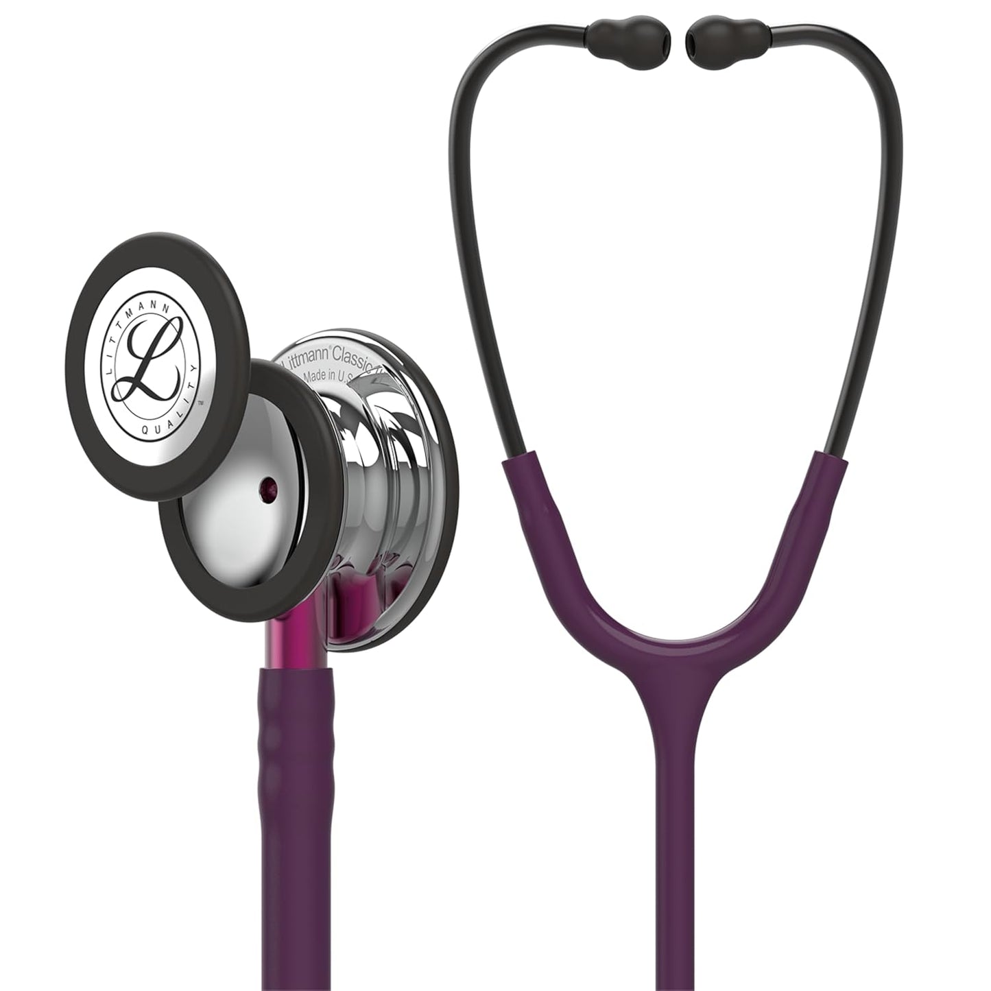 3M™ Littmann® Classic III™ Monitoring Stethoscope, Mirror Chestpiece, Plum Tube, Pink Stem and Smoke Headset, 27 in, 5960