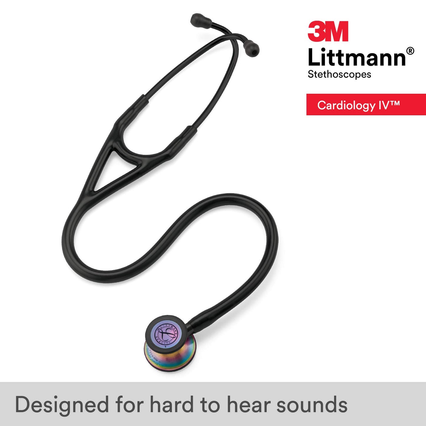 3M™ Littmann® Cardiology IV™ Stethoscope, Rainbow-Finish Chestpiece, Black Tube, 27 inch, 6165