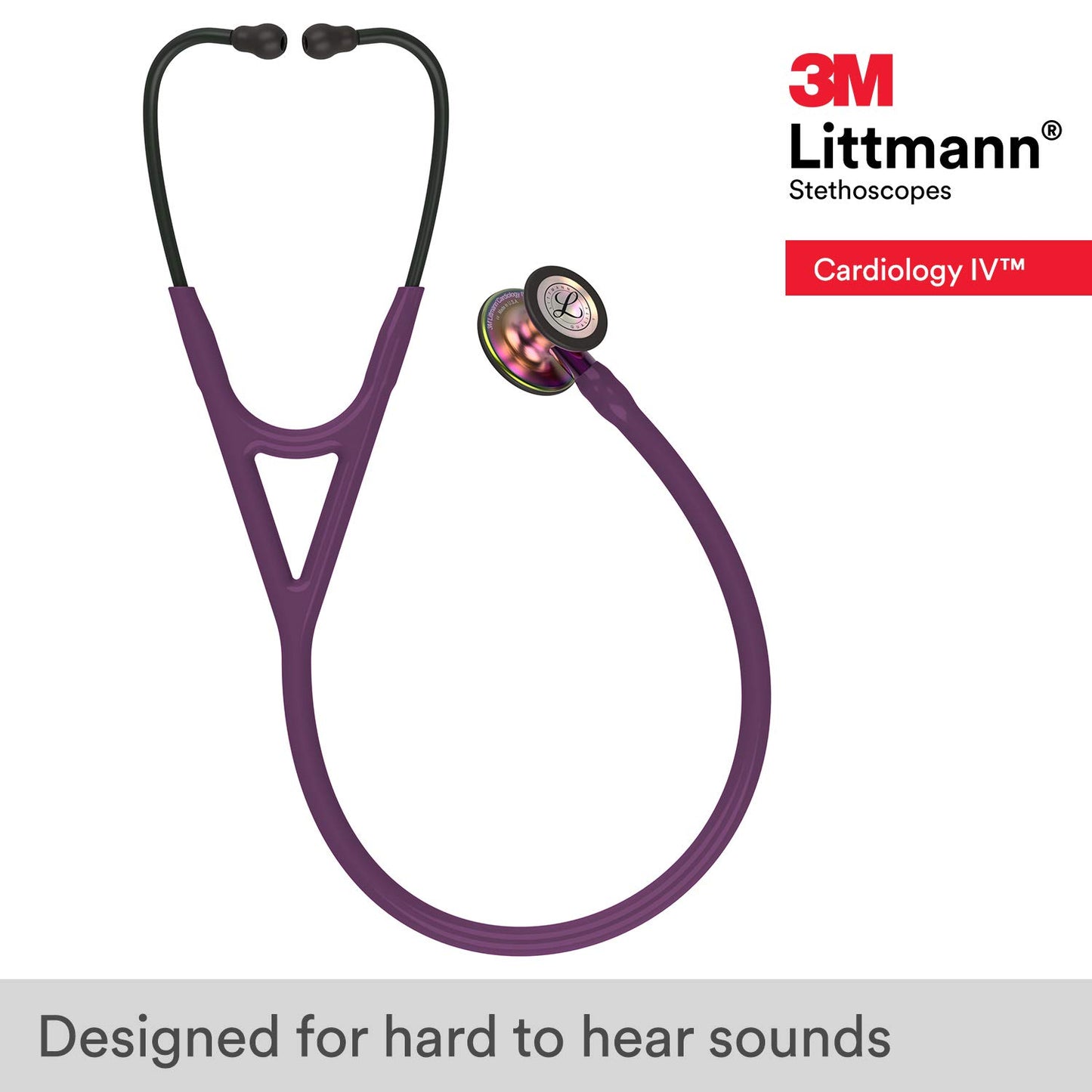3M™ Littmann® Cardiology IV Stethoscope, 6205, plum tube, rainbow chestpiece, violet stem