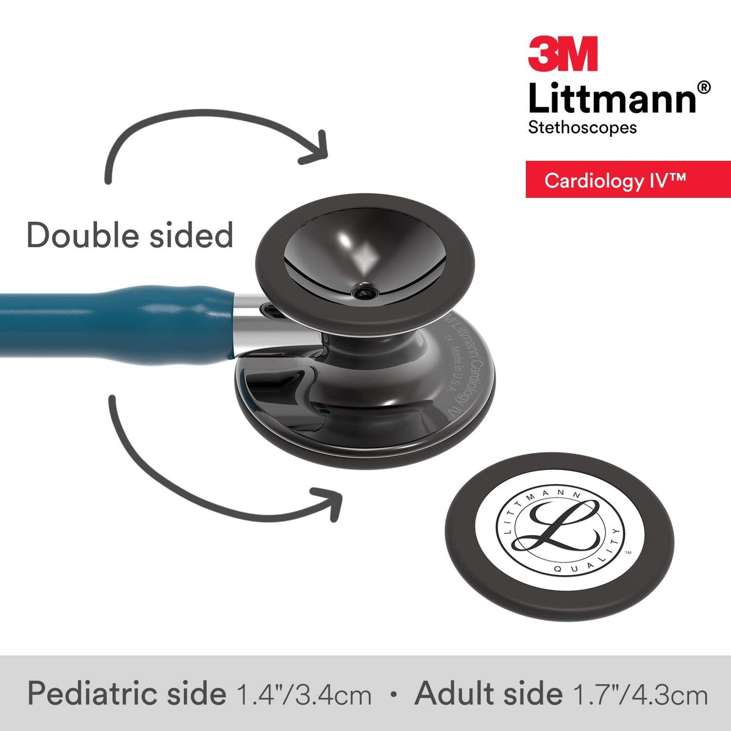 3M™ Littmann® Cardiology IV™ Diagnostic Stethoscope, High Polish Smoke-Finish Chestpiece, Caribbean Tube,  Mirror Stem and Black Headset, 27 inch, 6234
