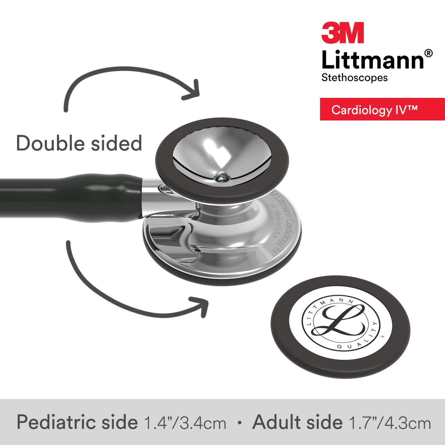 3M™ Littmann® Cardiology IV™ Stethoscope, Mirror-Finish Chestpiece, Black Tube, 27 inch, 6177