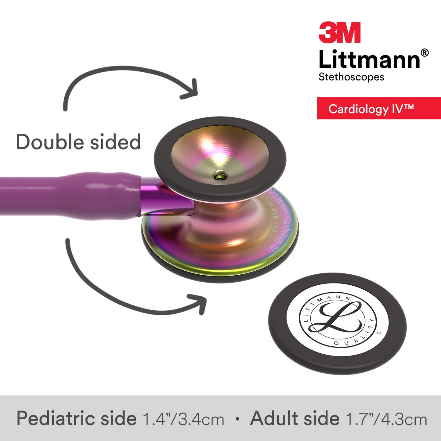 3M™ Littmann® Cardiology IV Stethoscope, 6205, plum tube, rainbow chestpiece, violet stem