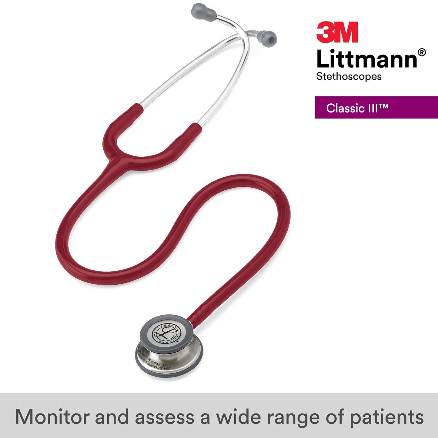 3M™ Littmann® Classic III™ Monitoring Stethoscope, Burgundy Tube, 27 in, 5627