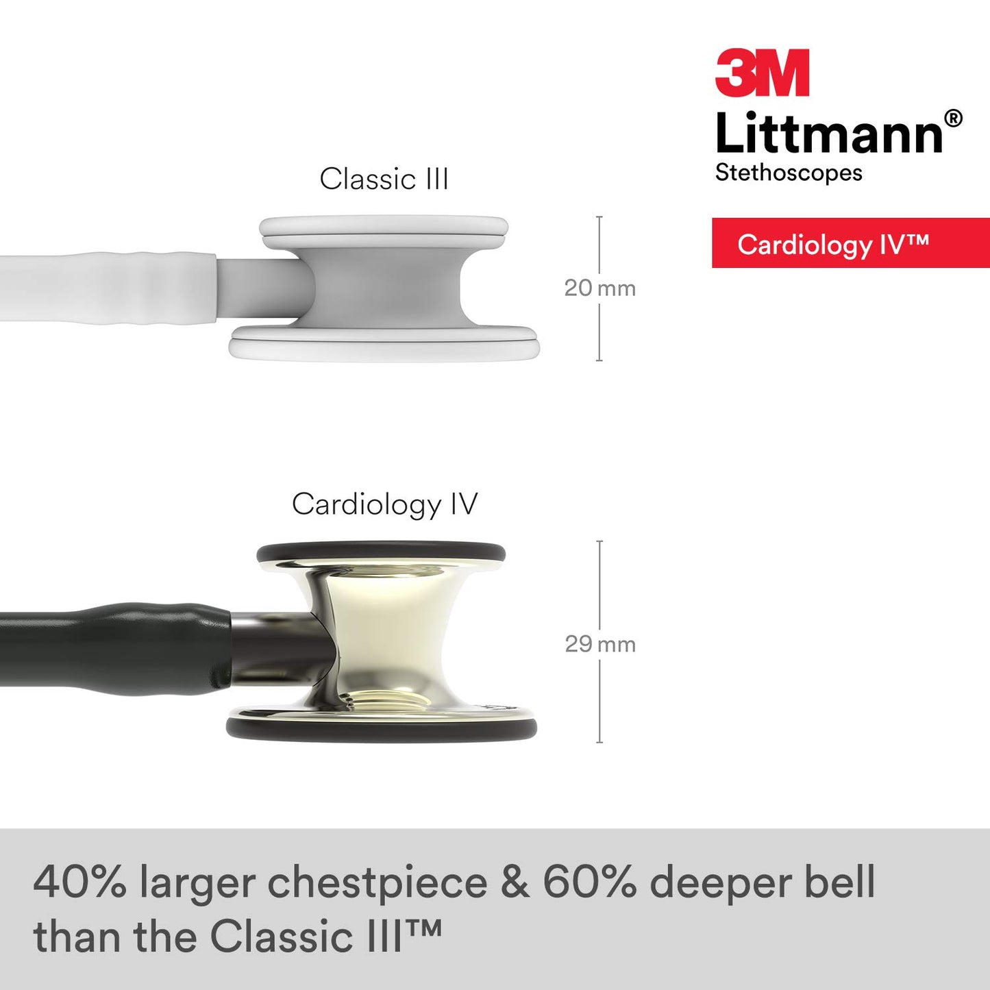 3M™ Littmann® Cardiology IV™ Stethoscope, Champagne-Finish Chestpiece, Black Tube, 27 inch, 6179