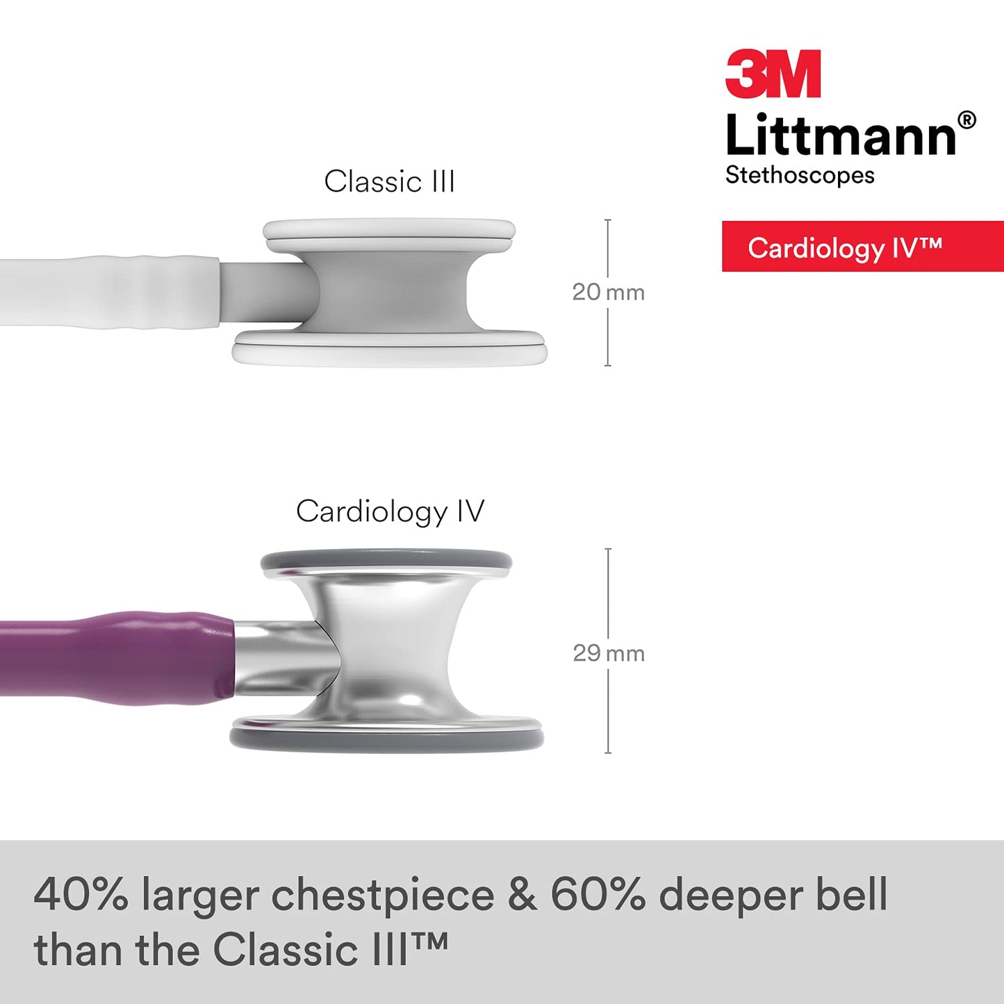 3M™ Littmann® Cardiology IV™ Stethoscope, Standard-Finish Chestpiece, Plum Tube, 27 inch, 6156