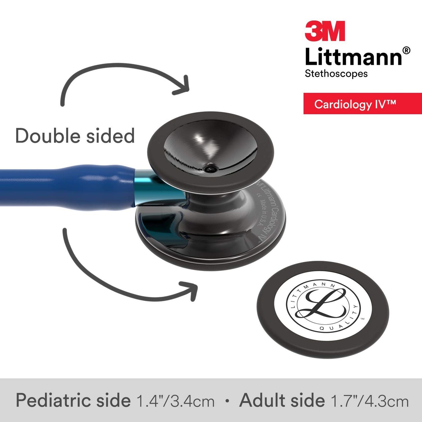3M™ Littmann® Cardiology IV Stethoscope, 6202, navy blue tube, high polish smoke chestpiece, blue stem