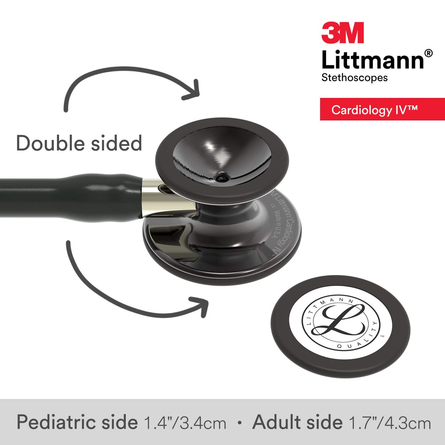 3M™ Littmann® Cardiology IV Stethoscope, 6204, black tube, high polish smoke chestpiece, champagne stem