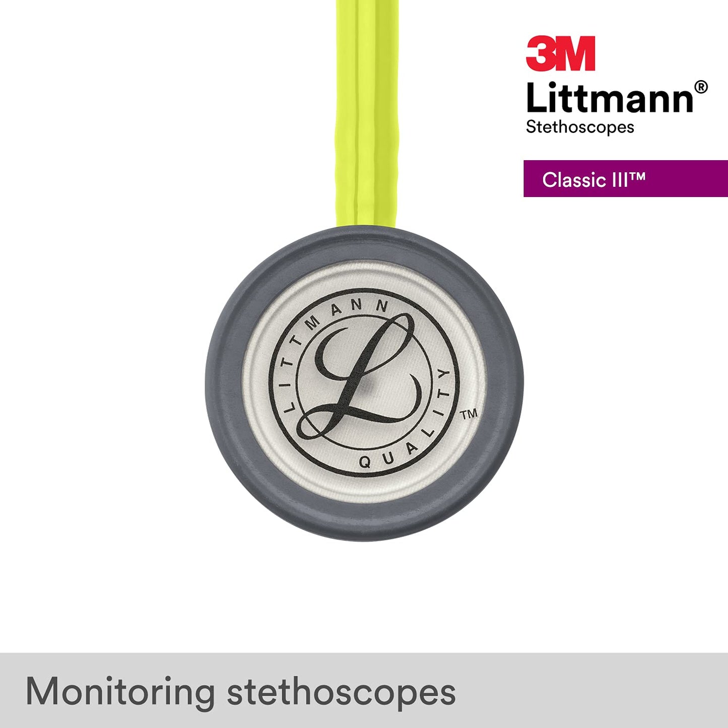 3M™ Littmann® Classic III™ Monitoring Stethoscope, Lemon-Lime Tube, 27 in, 5839