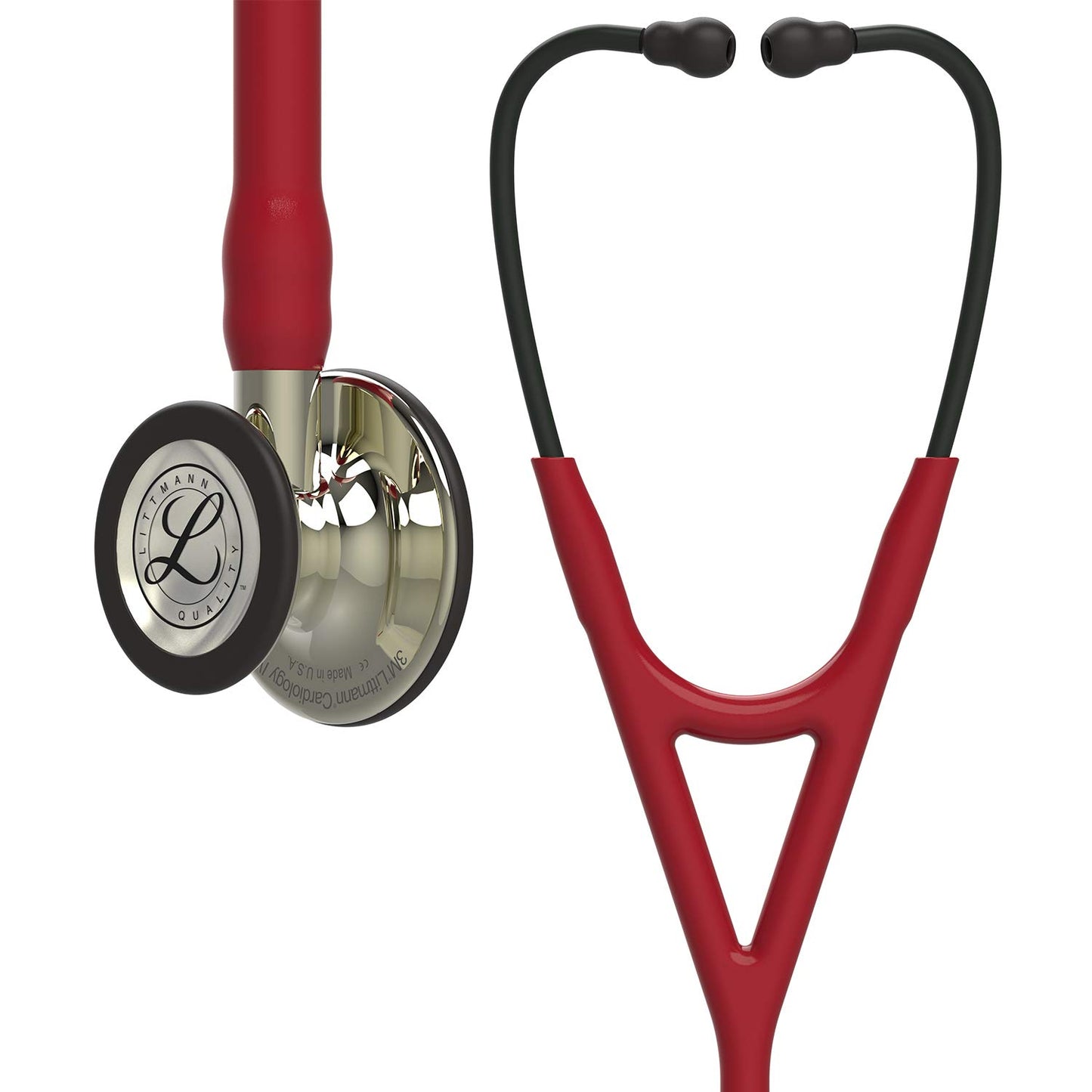 3M™ Littmann® Cardiology IV™ Stethoscope, Burgundy with Champagne Accents and Champagne Chestpiece, 27" 6176