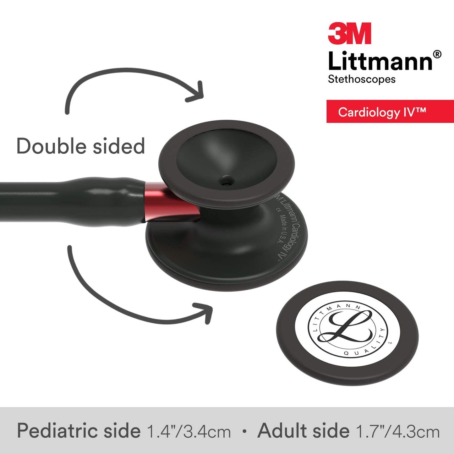 3M™ Littmann® Cardiology IV Stethoscope, 6200, black tube, black chestpiece, red stem