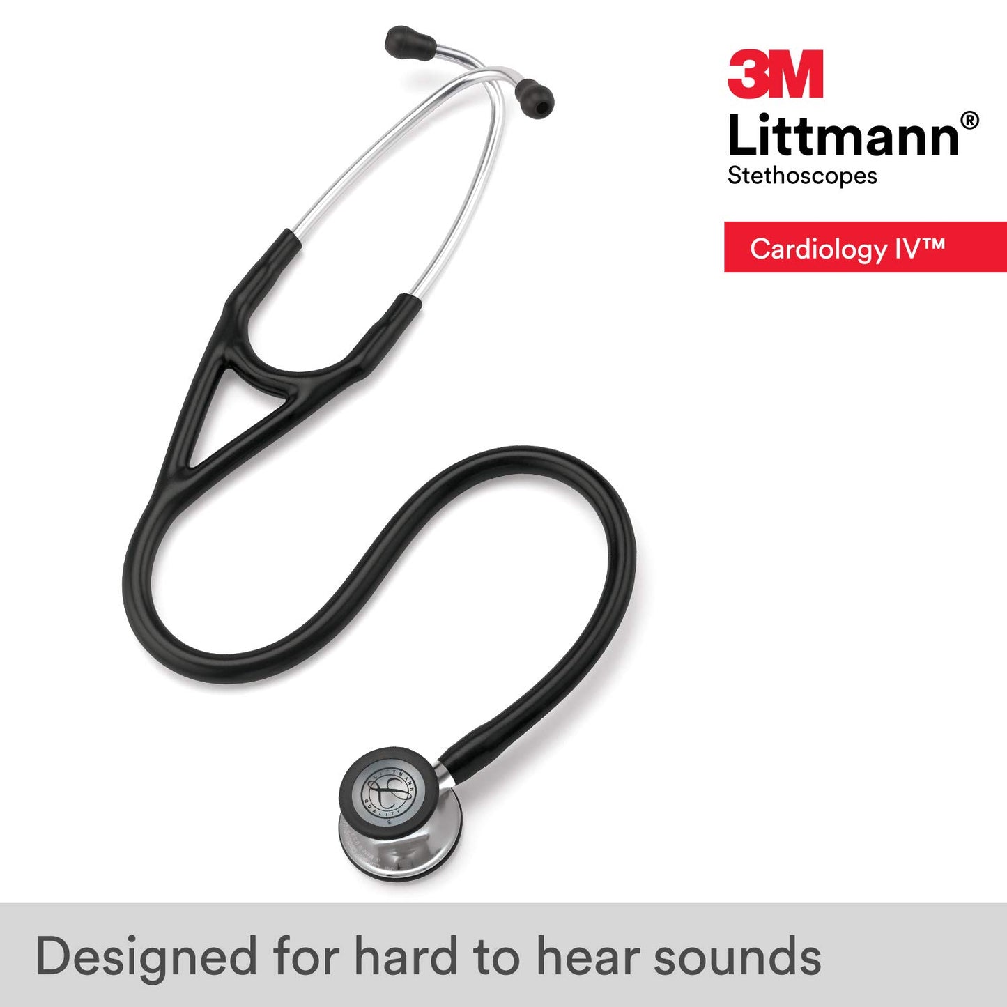 3M™ Littmann® Cardiology IV™ Stethoscope, Mirror-Finish Chestpiece, Black Tube, 27 inch, 6177