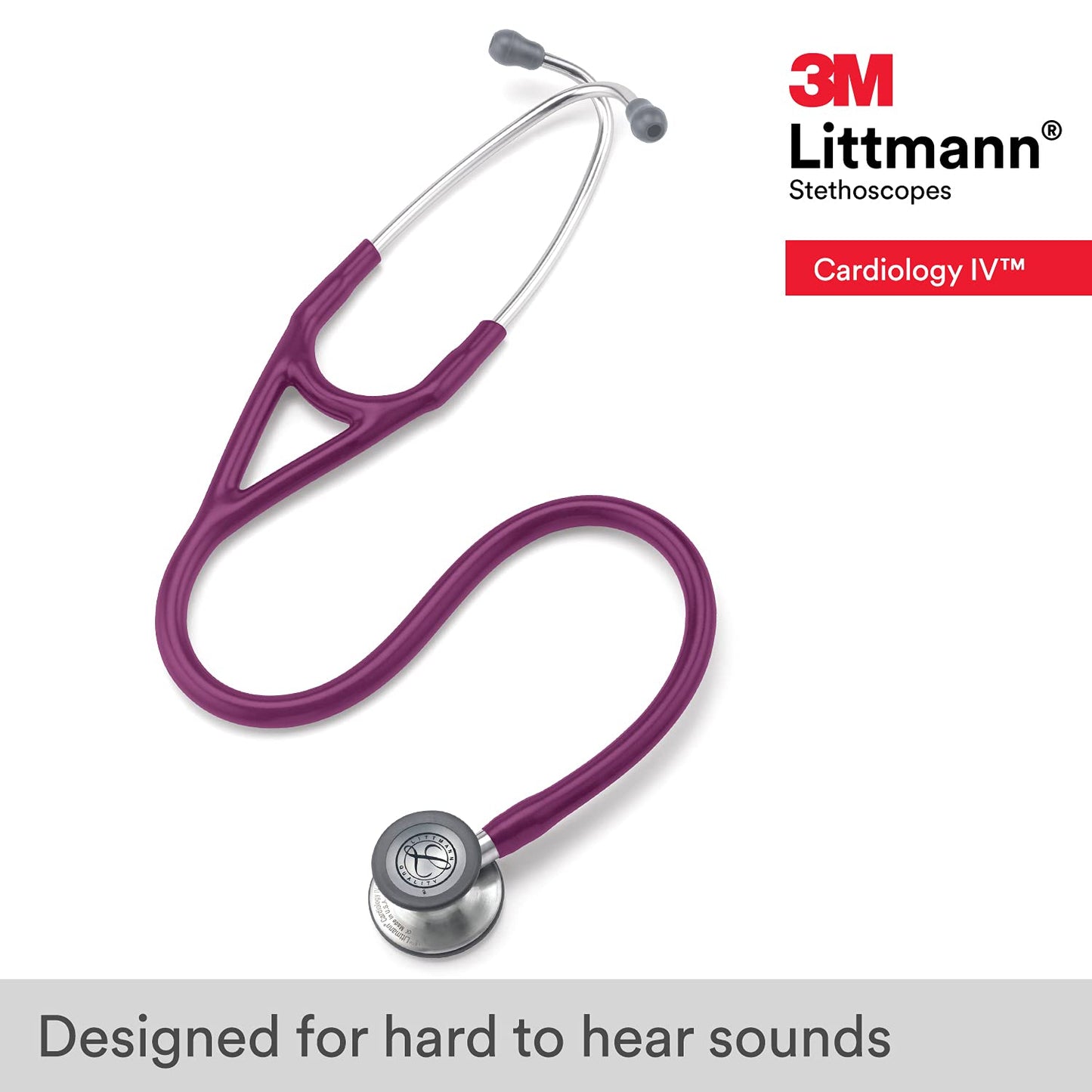 3M™ Littmann® Cardiology IV™ Stethoscope, Standard-Finish Chestpiece, Plum Tube, 27 inch, 6156