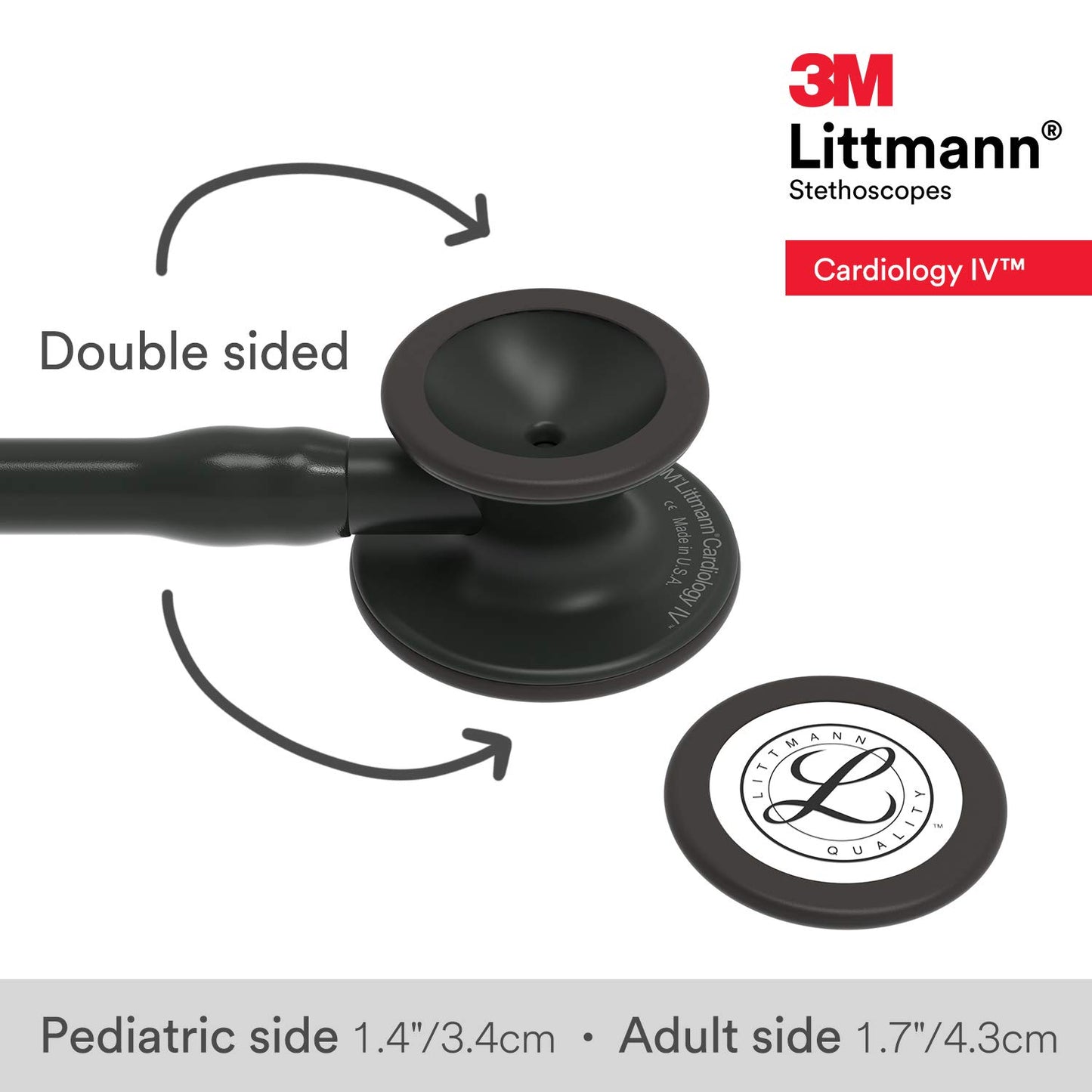 3M™ Littmann® Cardiology IV™ Stethoscope, Black-Finish Chestpiece, Black Tube, 27 inch, 6163