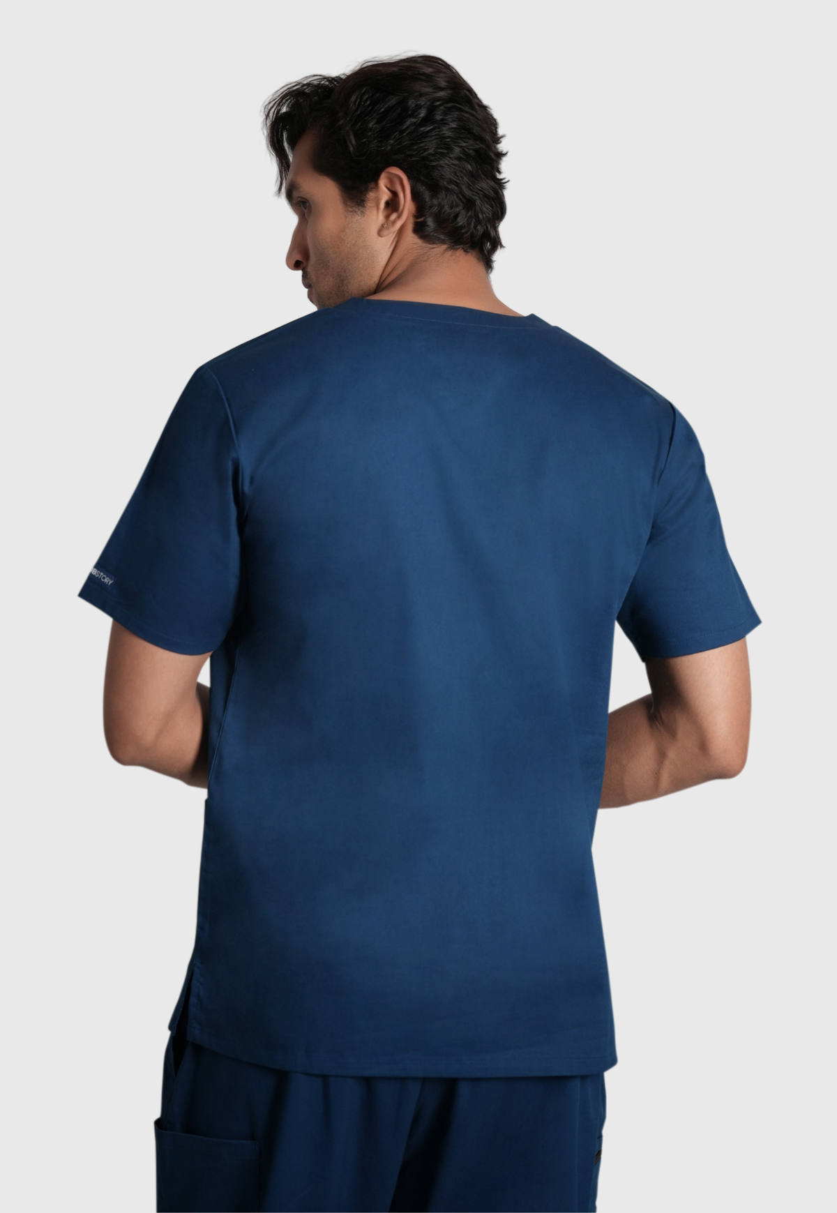 Scrub Set - Men's Cotton V Neck Top | Straight Pant | 7 Pocket#Color_Air Blue