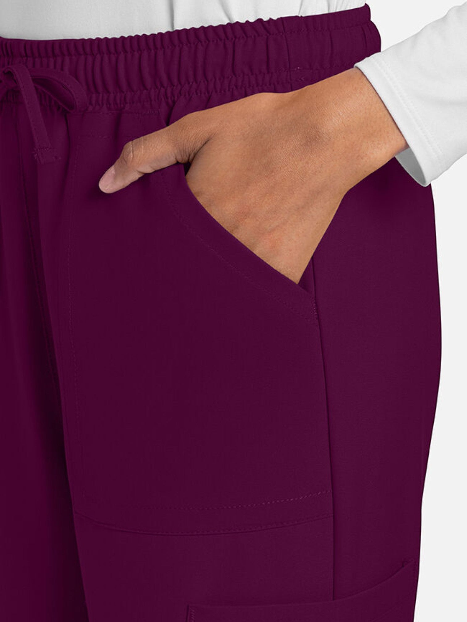 V-Neck Top | Straight Leg Pant 6 Pocket Women's Scrub Set#Color_
Wine