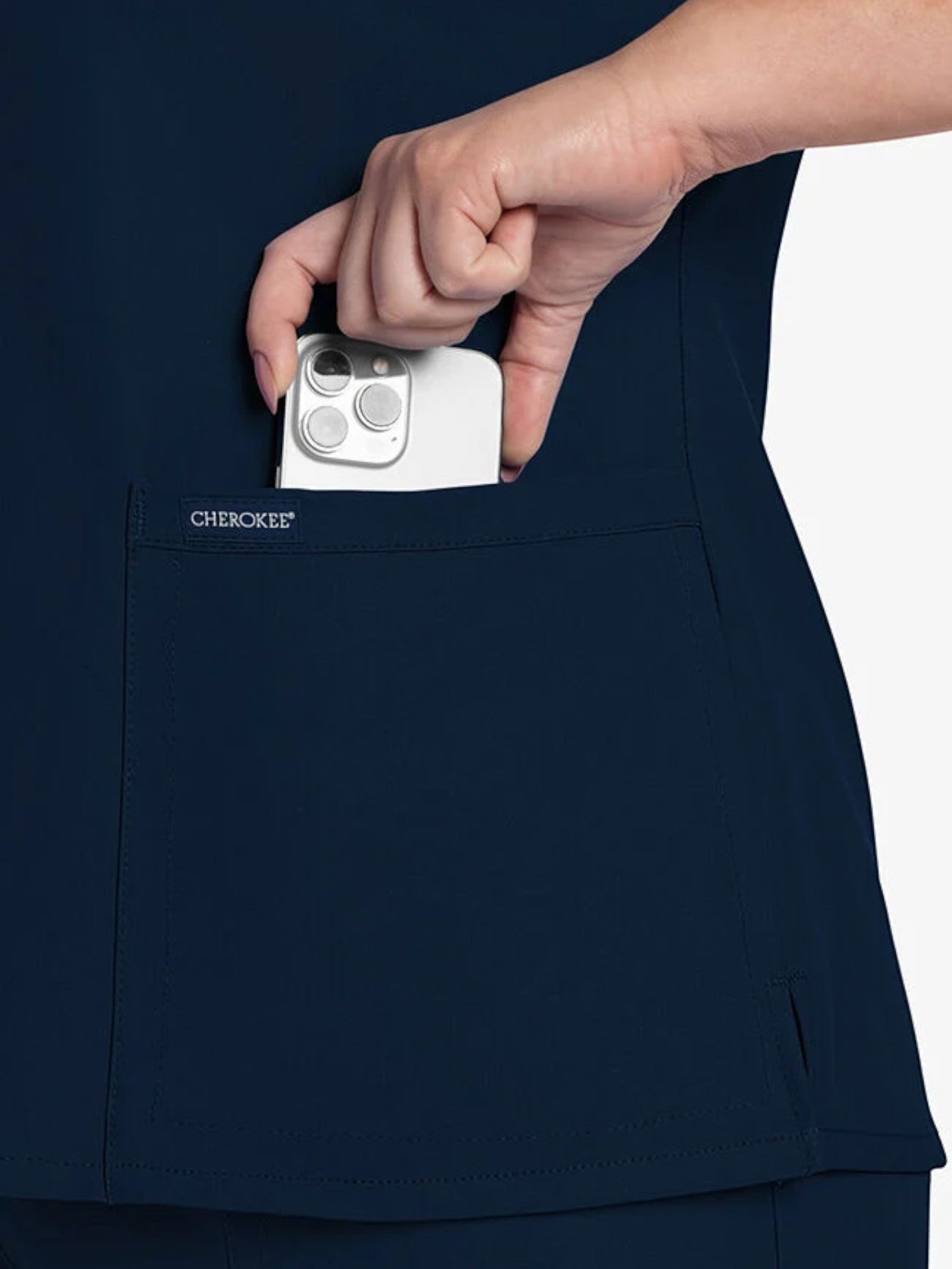 V-Neck Top | Straight Leg Pant 6 Pocket Women's Scrub Set#Color_
Navy Blue