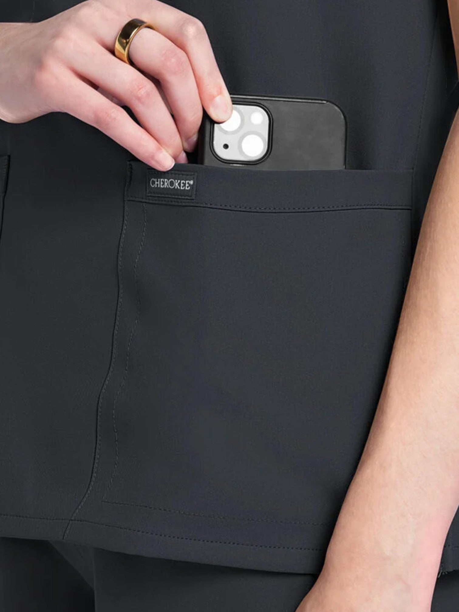 Modern V Neck 2 Pocket Unisex Scrub Top#Color_Pewter