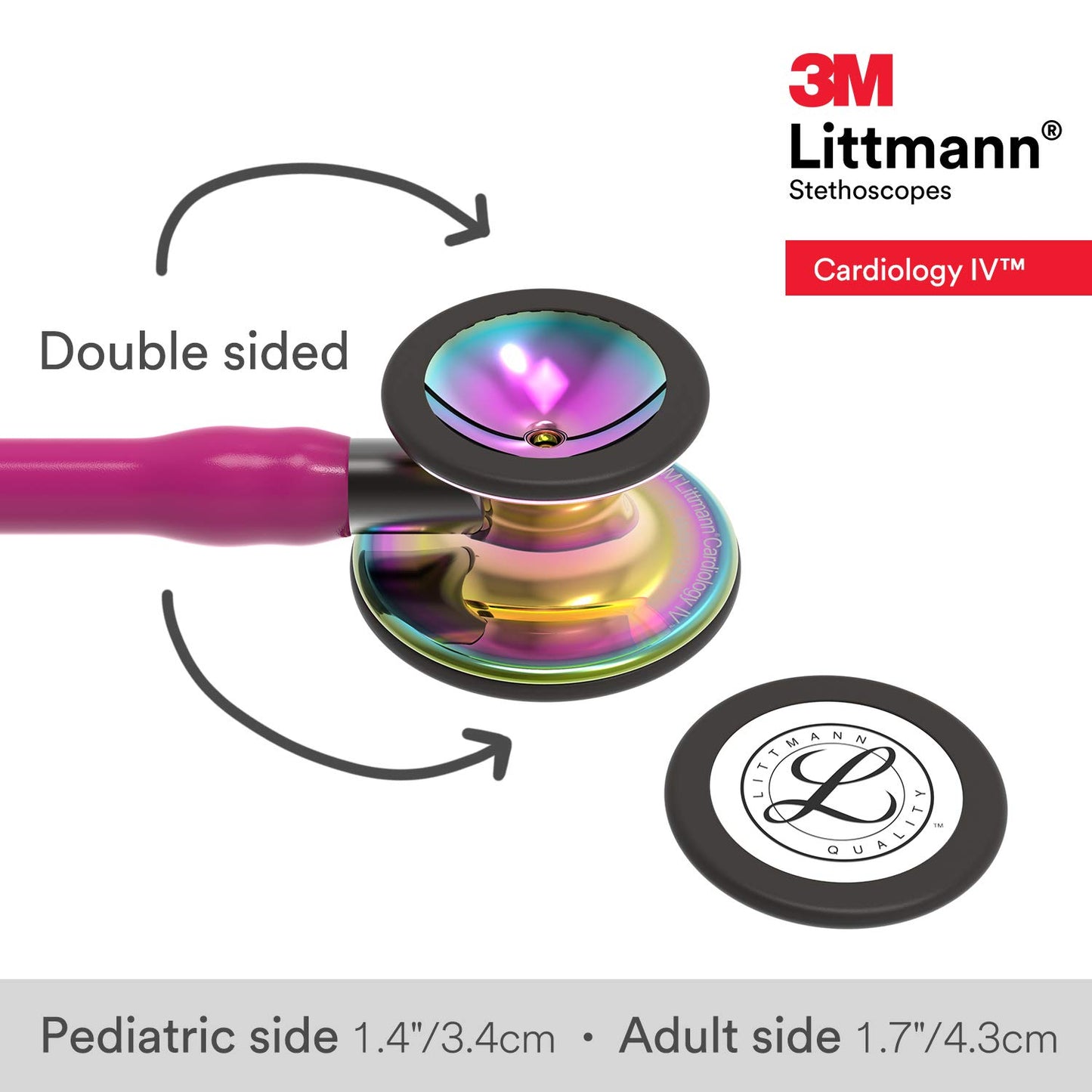 3M™ Littmann® Cardiology IV™ Diagnostic Stethoscope, High Polish Rainbow-Finish Chestpiece, Raspberry Tube,  Smoke Stem and Smoke Headset, 27 inch, 6241