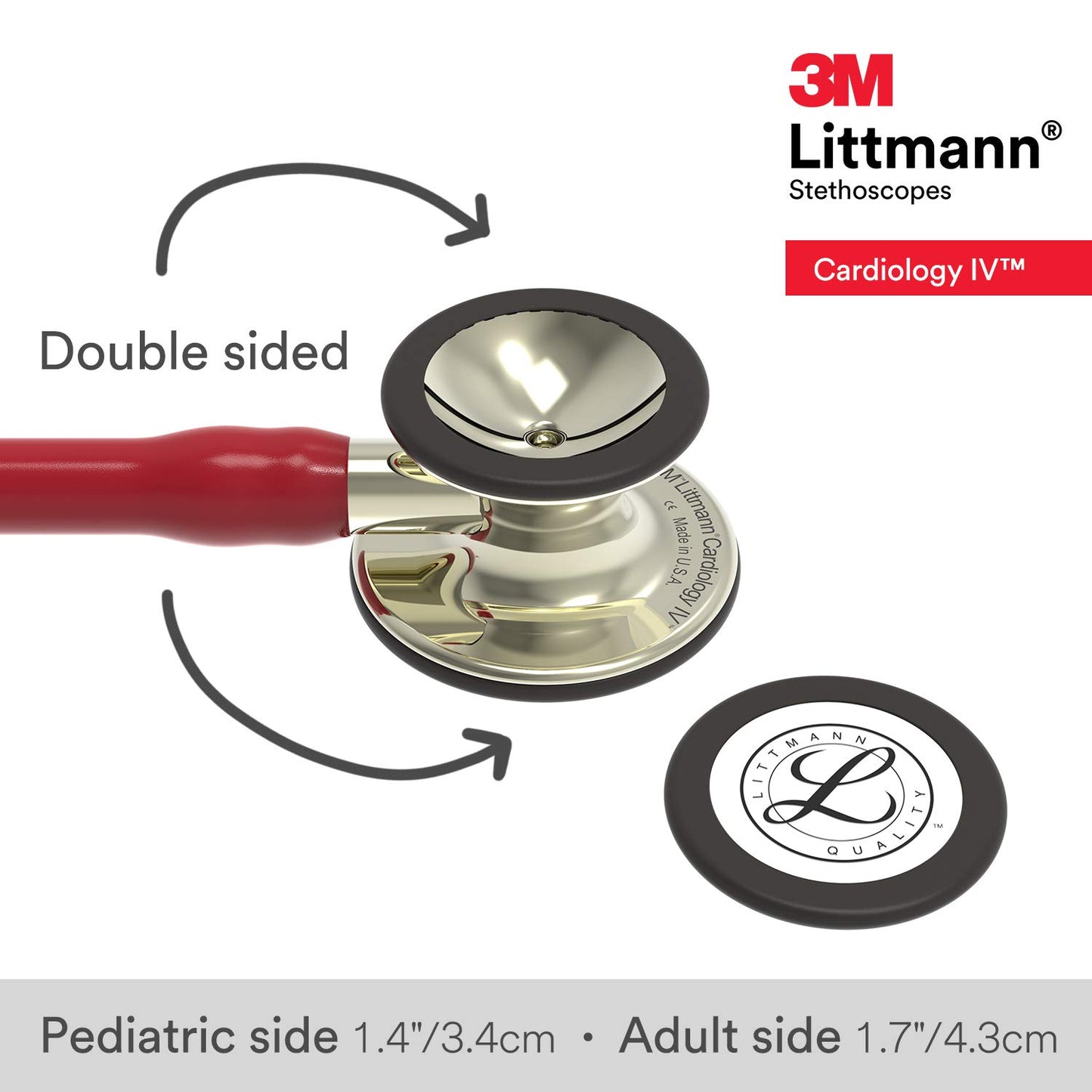 3M™ Littmann® Cardiology IV™ Stethoscope, Burgundy with Champagne Accents and Champagne Chestpiece, 27" 6176