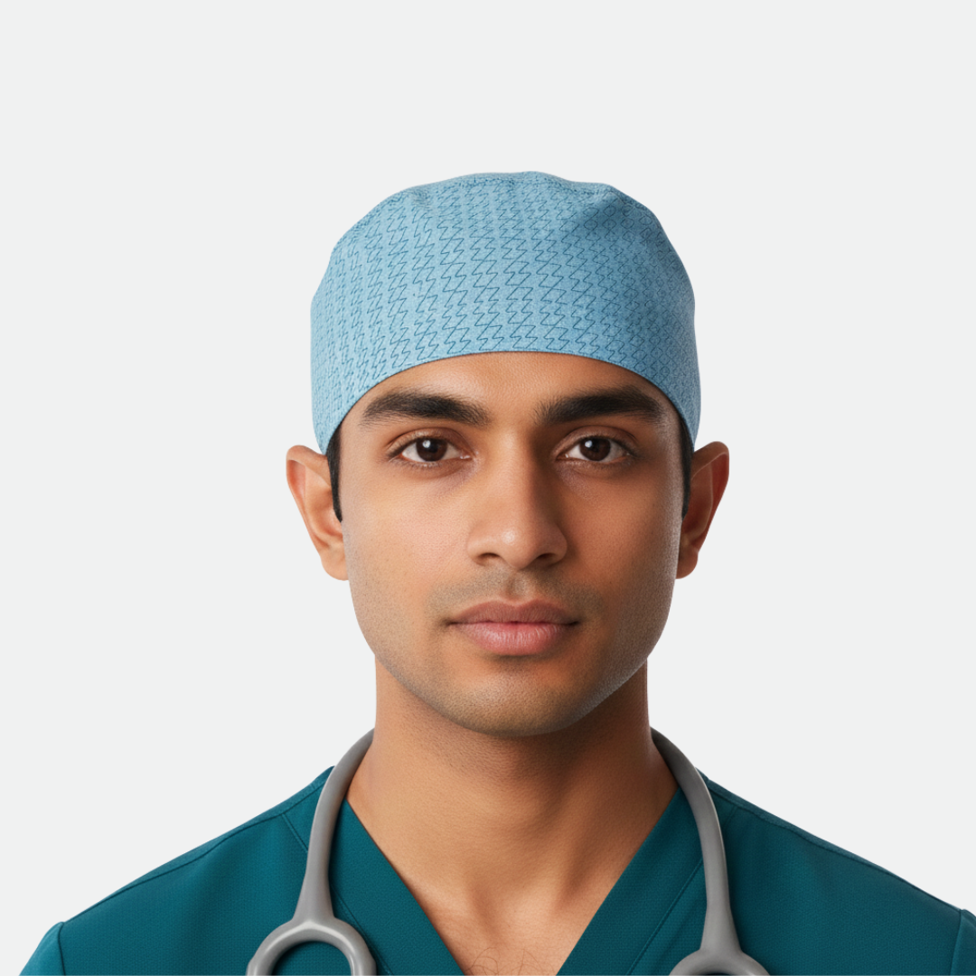 Pattern Halo Scrub Cap#Color_Ceil Blue