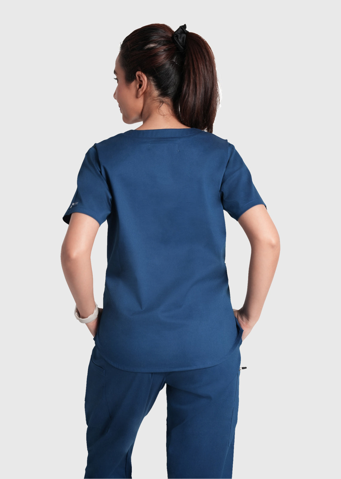 Scrub Set - Women's Cotton V Neck Top | Straight Pant | 6 Pockets#Color_Air Blue